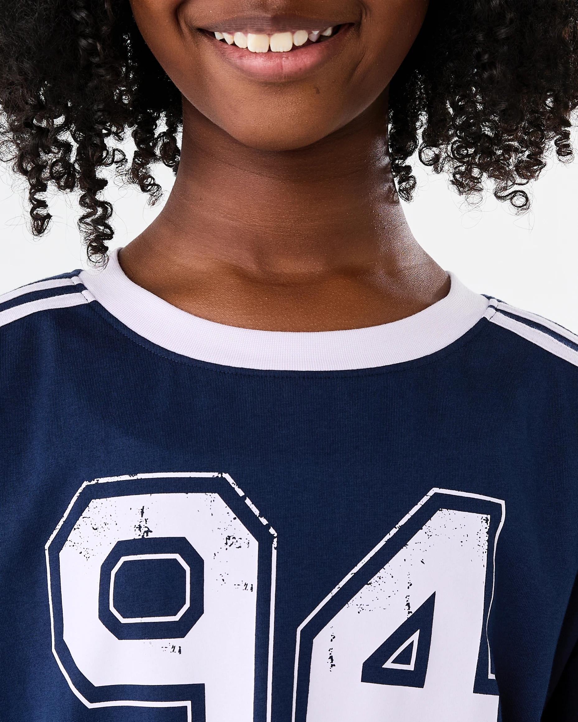 3 Side Stripe Crew Neck Oversized T-shirt Blue 94, 3 of 7