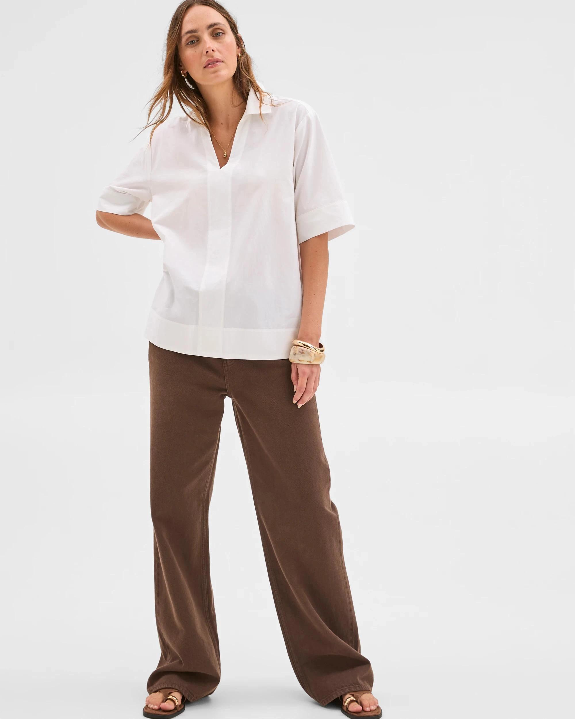 3 Target Woman Australian Cotton Short Sleeve Popover Tunic WHITE, 3 of 6