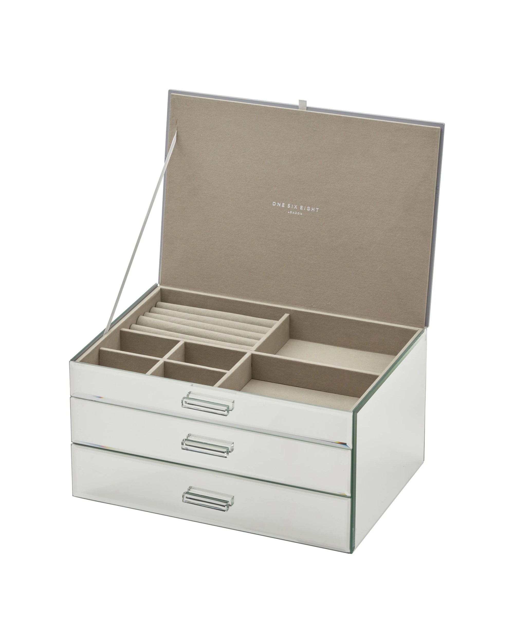 3 One Six Eight London Gabriella Jewellery Box - Mirror - XL - Silver, 3 of 5