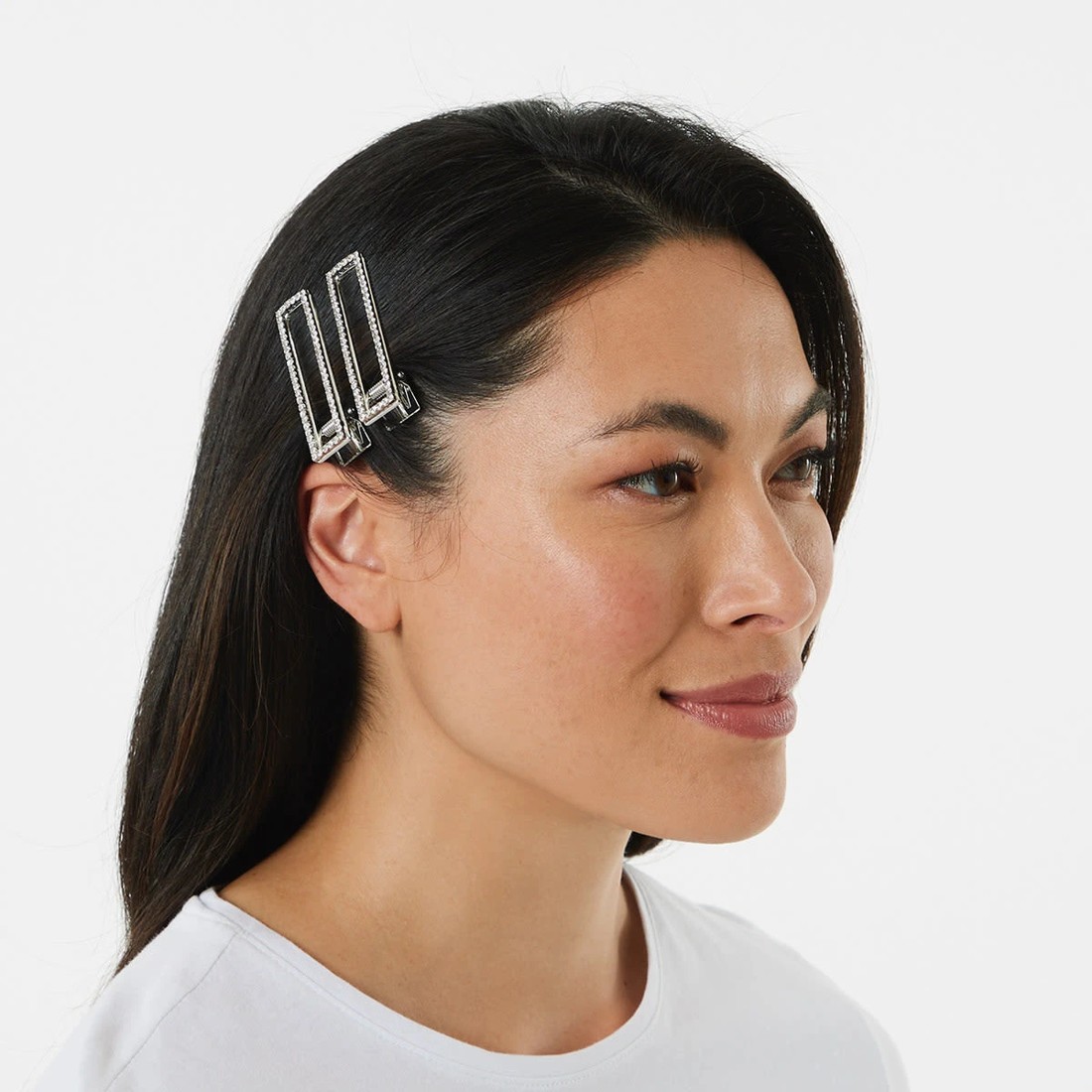 3 Silver Tone Sparkle Side Hair Clips, 3 of 4