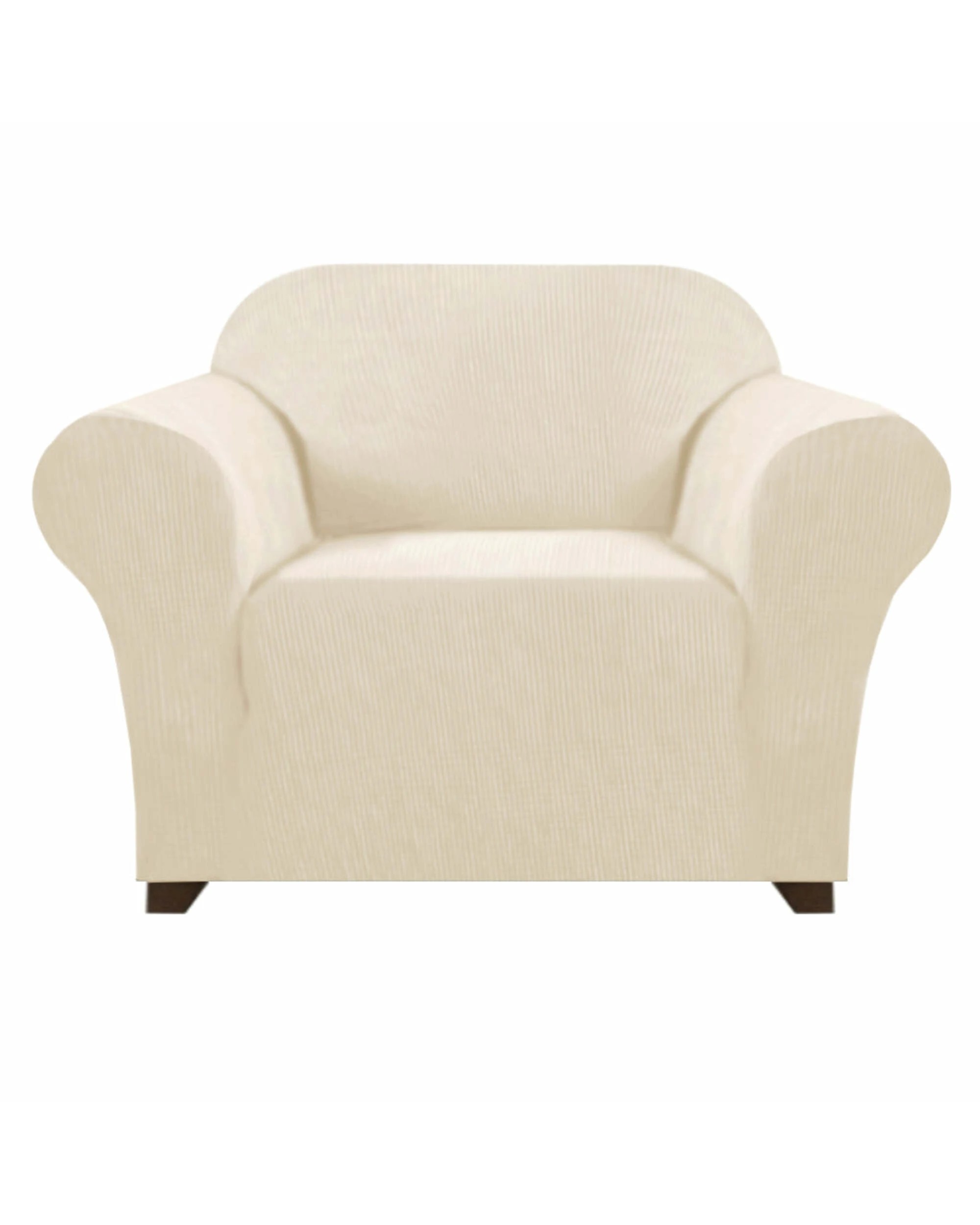 1 Smarcute 1 Seater High Stretch Jacquqard Textured Sofa Cover - Natural, 1 of 5