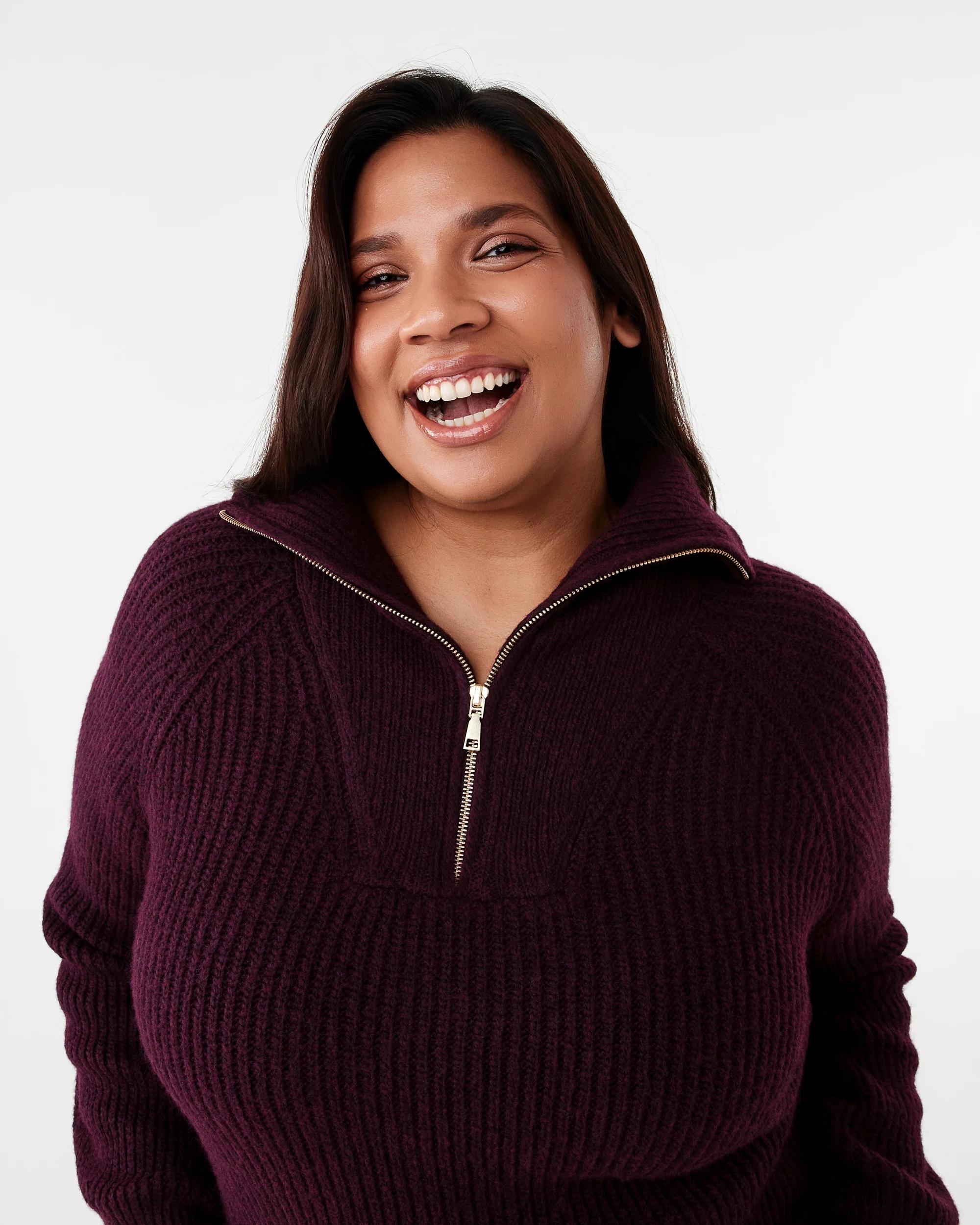 4 Curve Quarter Zip Cable Knit Jumper Prt Royal, 4 of 6