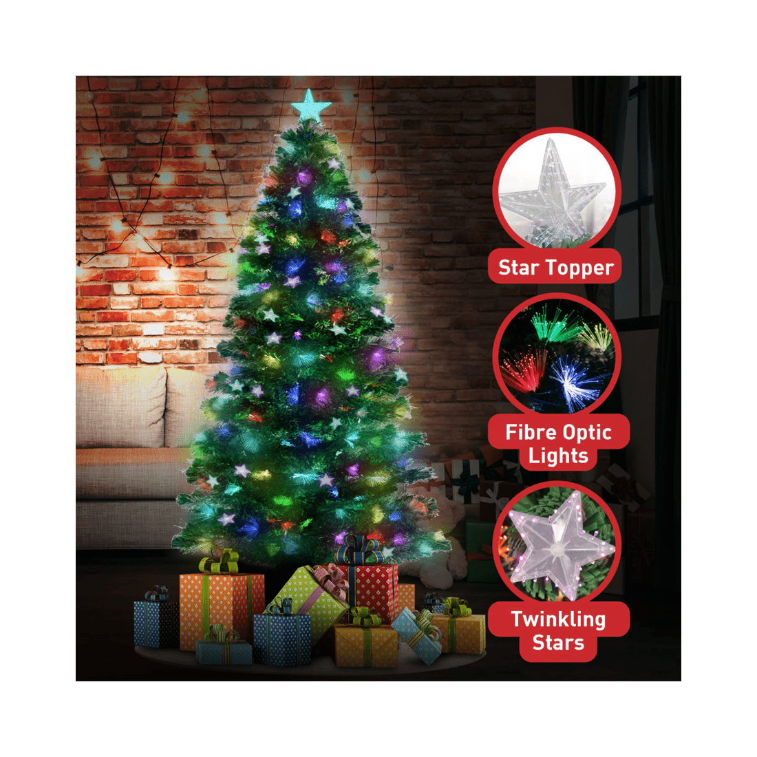 9 Christabelle 1.5m Enchanted Pre Lit Fibre Optic Christmas Tree Stars, 9 of 10