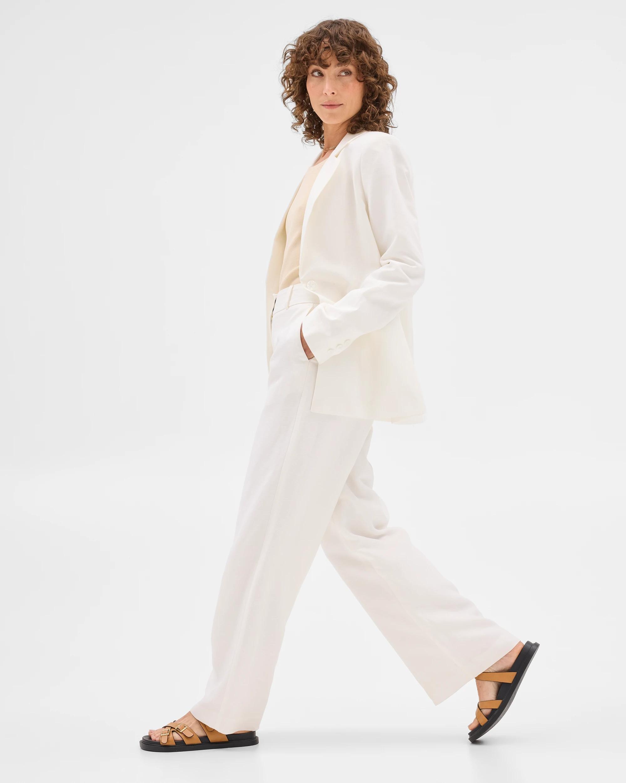 3 Linen Blend Wide Leg Pants - Preview PEARL, 3 of 7