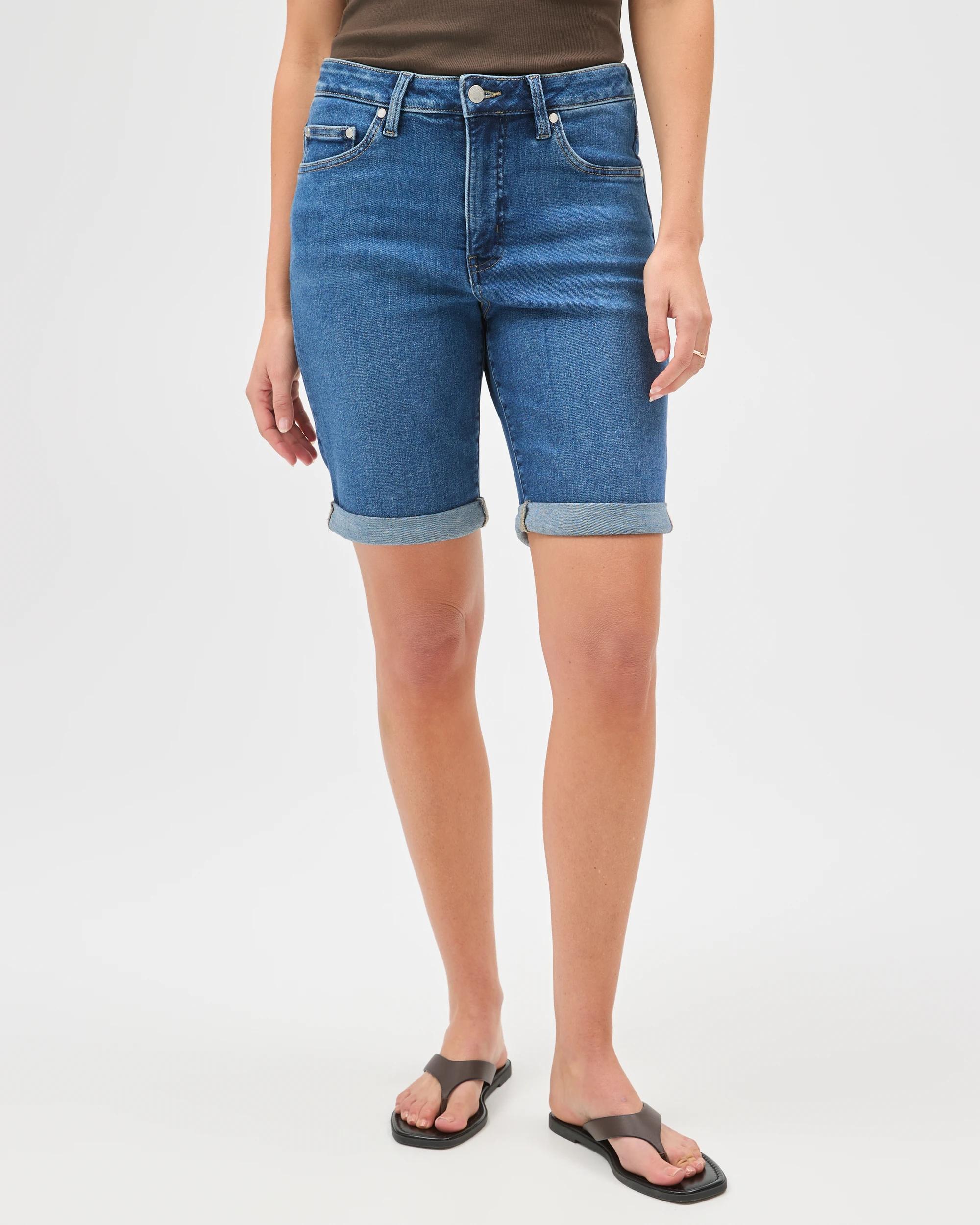 4 Target Denim Shape Your Body Bermuda Denim Shorts DARK WORN, 4 of 7