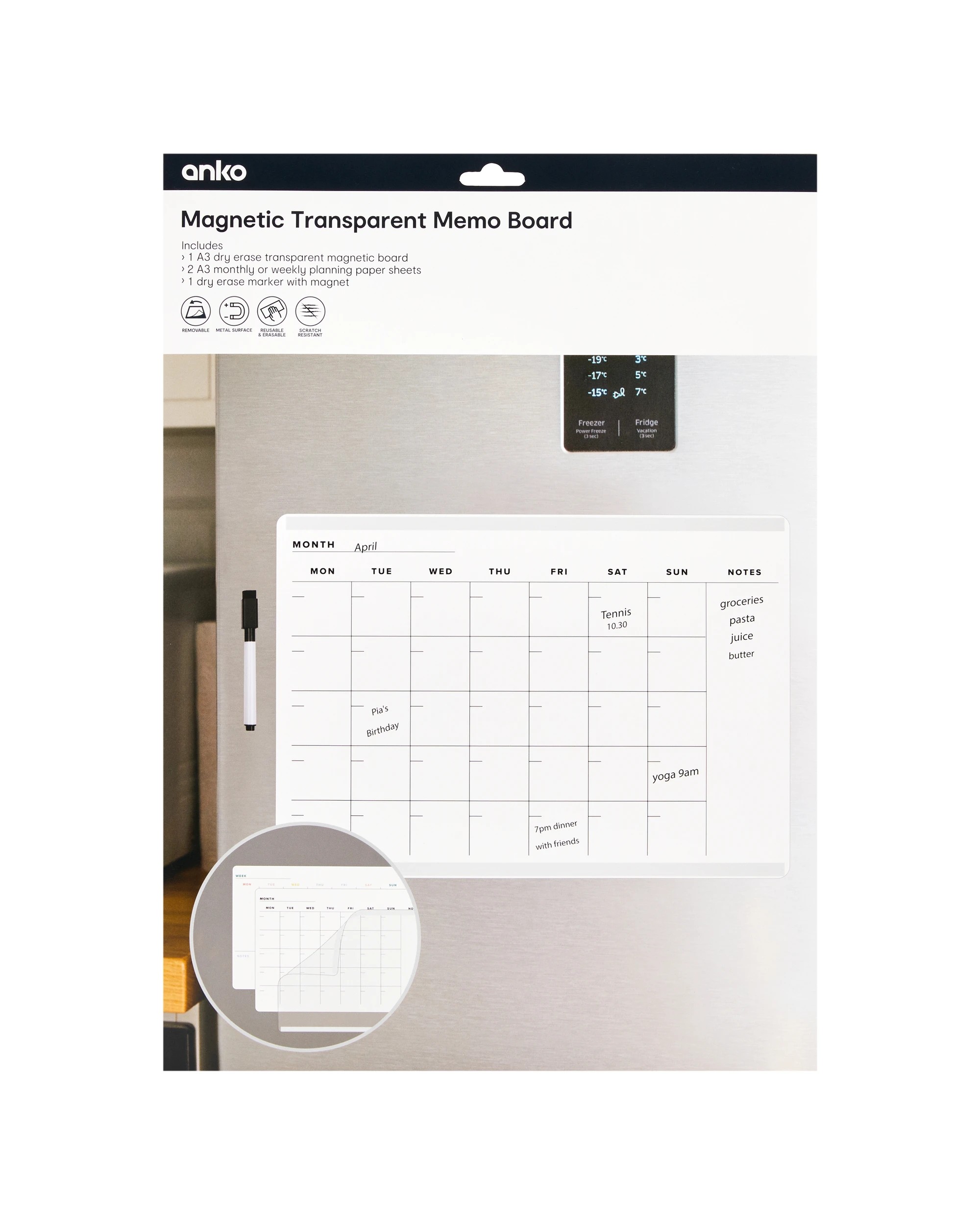 5 A3 Magnetic Transparent Memo Board, 5 of 6
