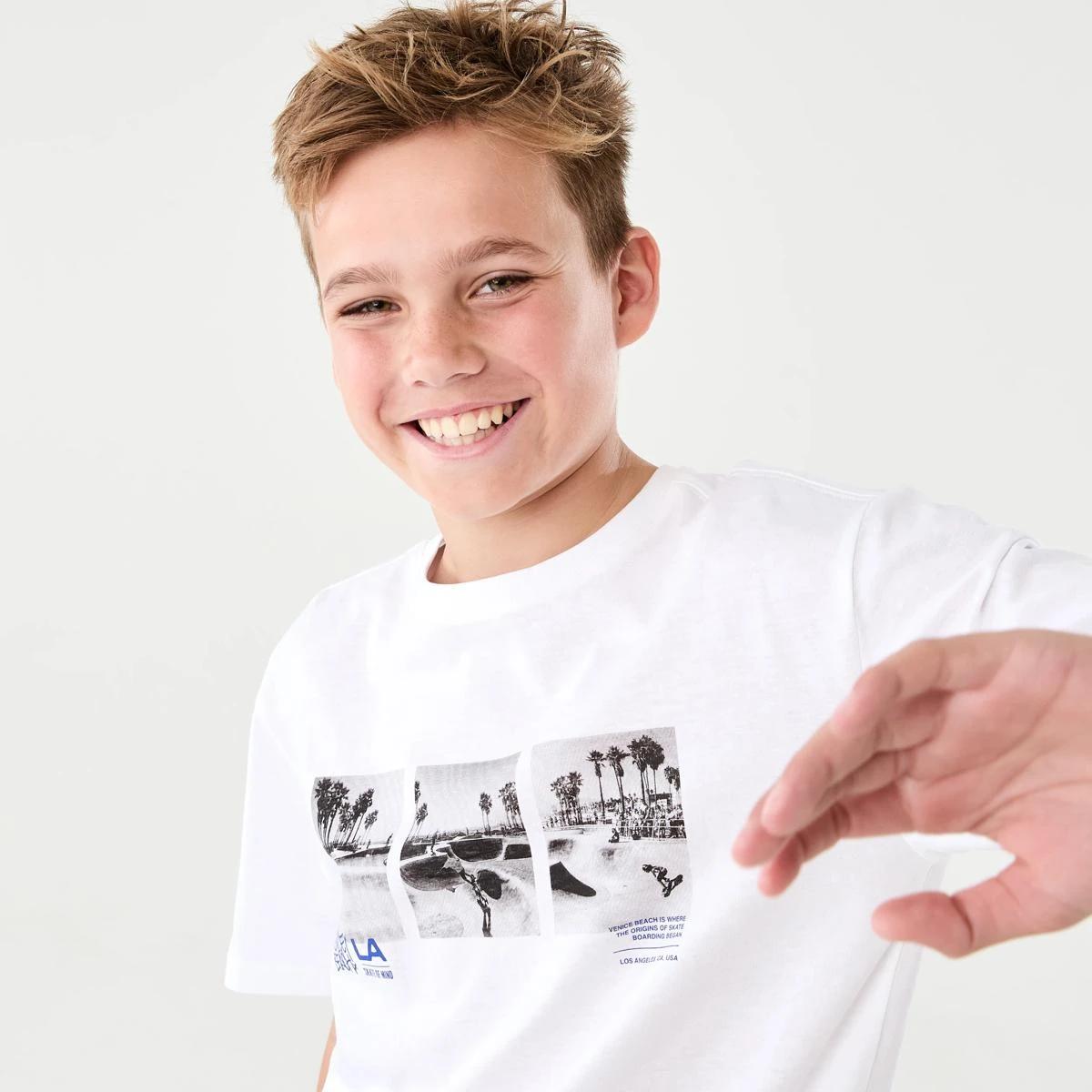 3 Short Sleeve Graphic Print T-shirt LA SKATE OF MIND WHITE, 3 of 7