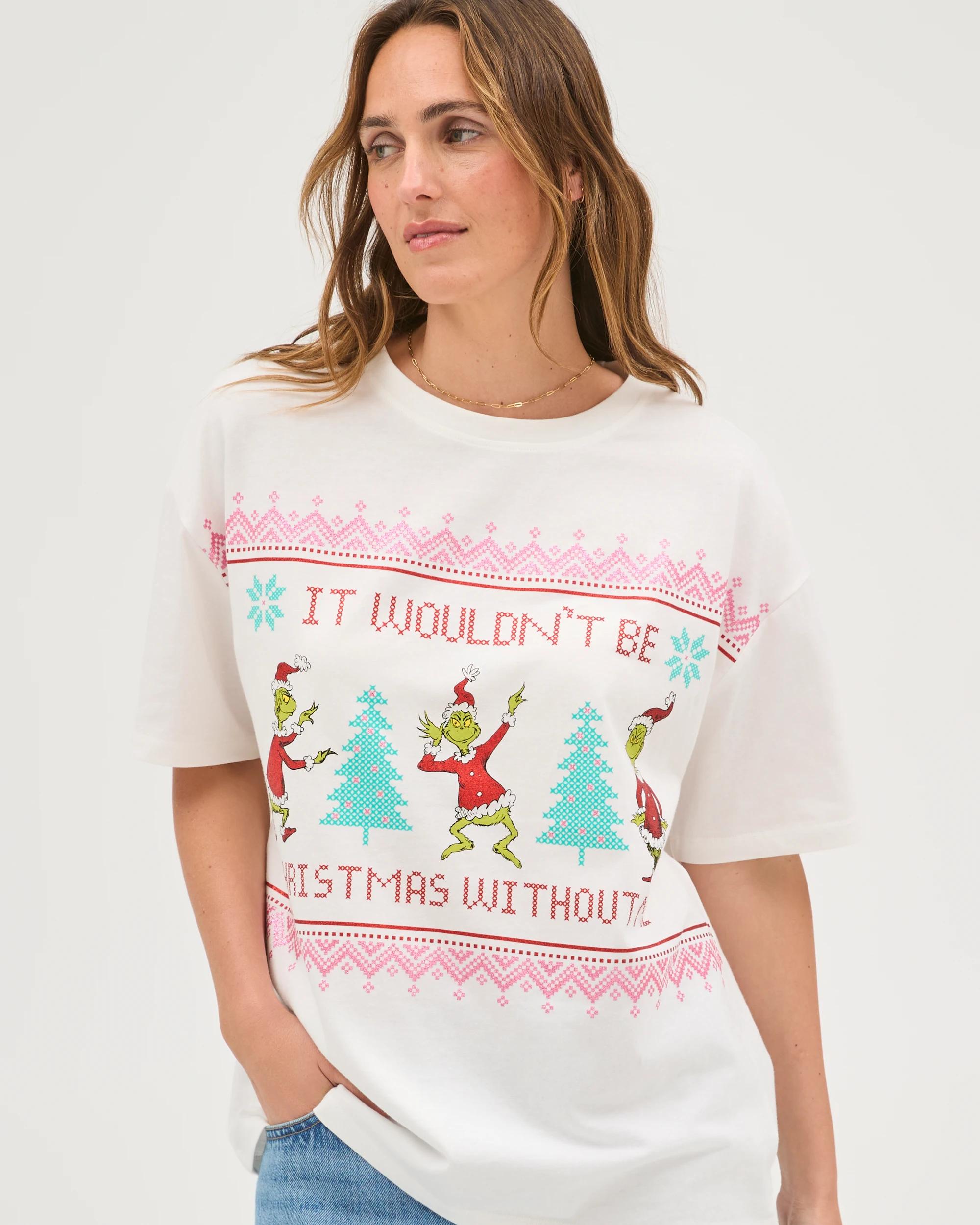 2 Licensed The Grinch Australian Cotton Oversized Christmas T-Shirt WHITE XMAS WITHOUT ME, 2 of 7