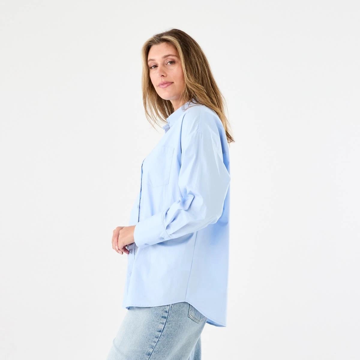 3 Long Sleeve Oversized Cotton Shirt Bruni Blue, 3 of 7