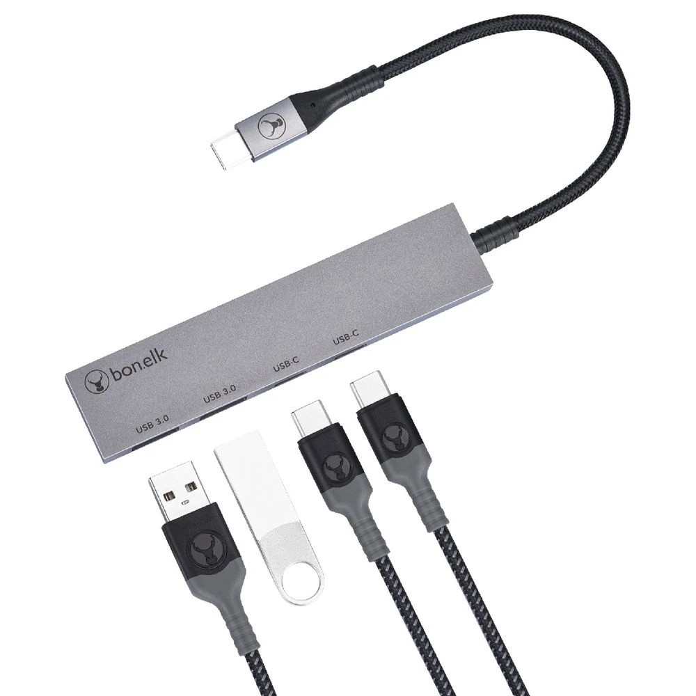 3 Bonelk Long-Life USB-C to USB-C/A 4 Port Slim Hub Space Grey, 3 of 6