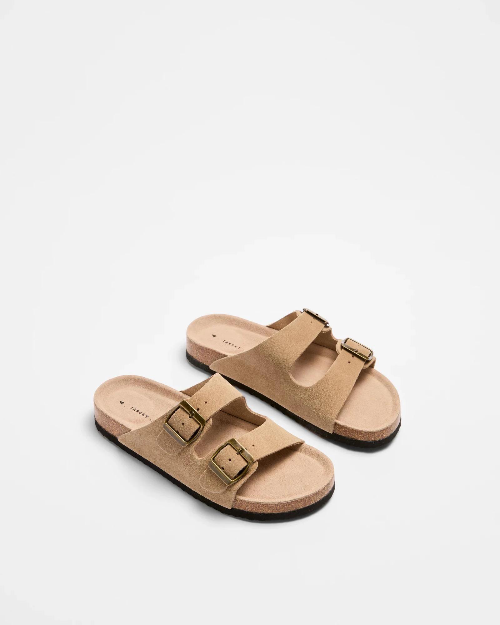 2 Target Youth Girls Youth Leather Moulded Cork Sandal TAUPE, 2 of 3