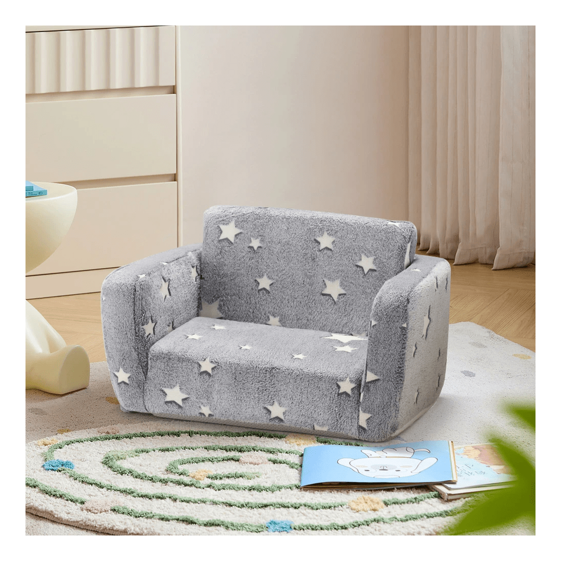 3 Playpals Kids Sofa Convertible Couch Fold Out Play Couch Toddler Sofa Grey - Grey, 3 of 3