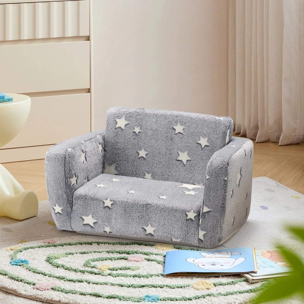 3 Playpals Kids Sofa Convertible Couch Fold Out Play Couch Toddler Sofa Grey - Grey, 3 of 3