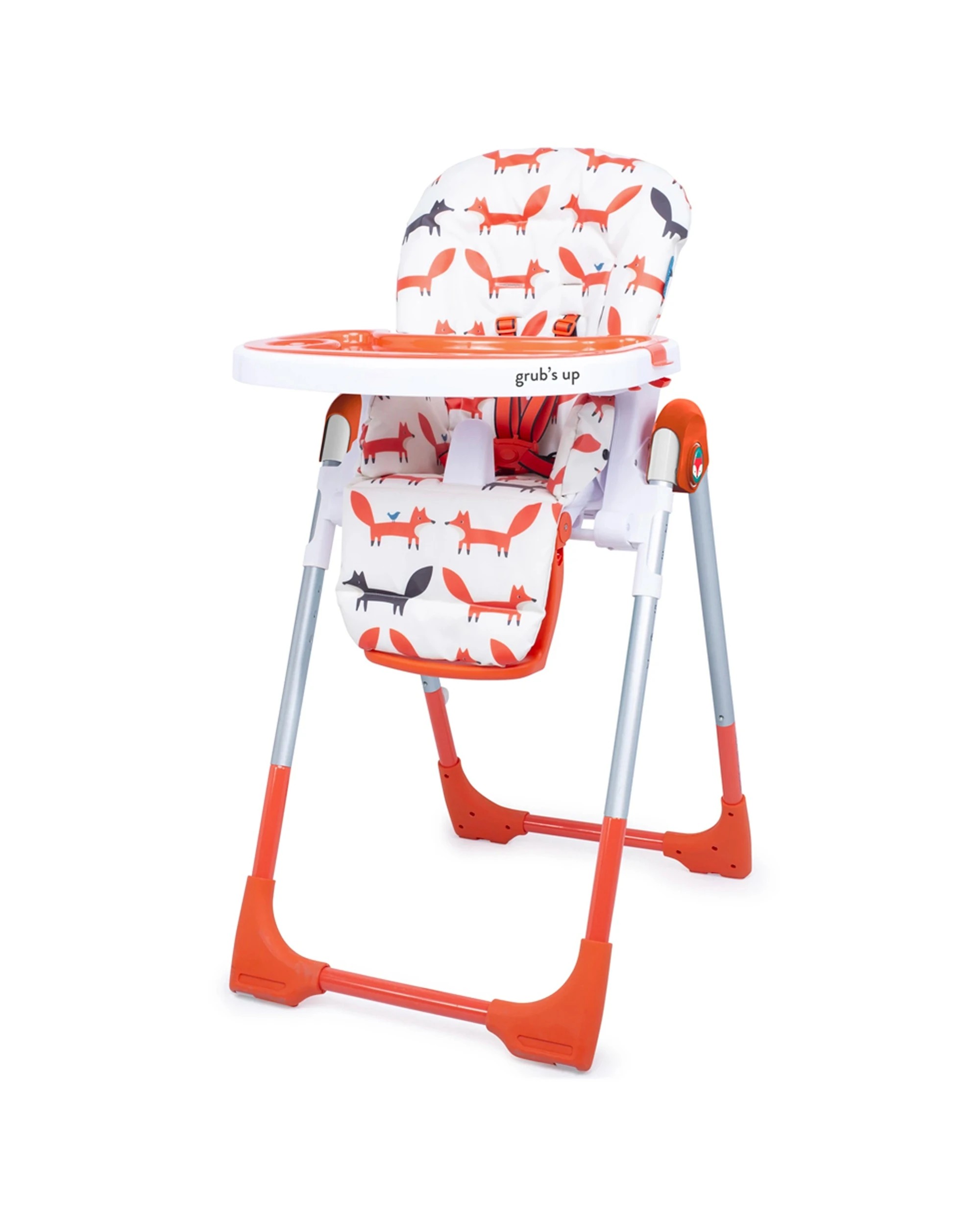 1 Cosatto Noodle 0+ Baby Feeding Highchair Mr Fox Reclining Seat Adjustable Height Easy Mr Fox - Orange, 1 of 7