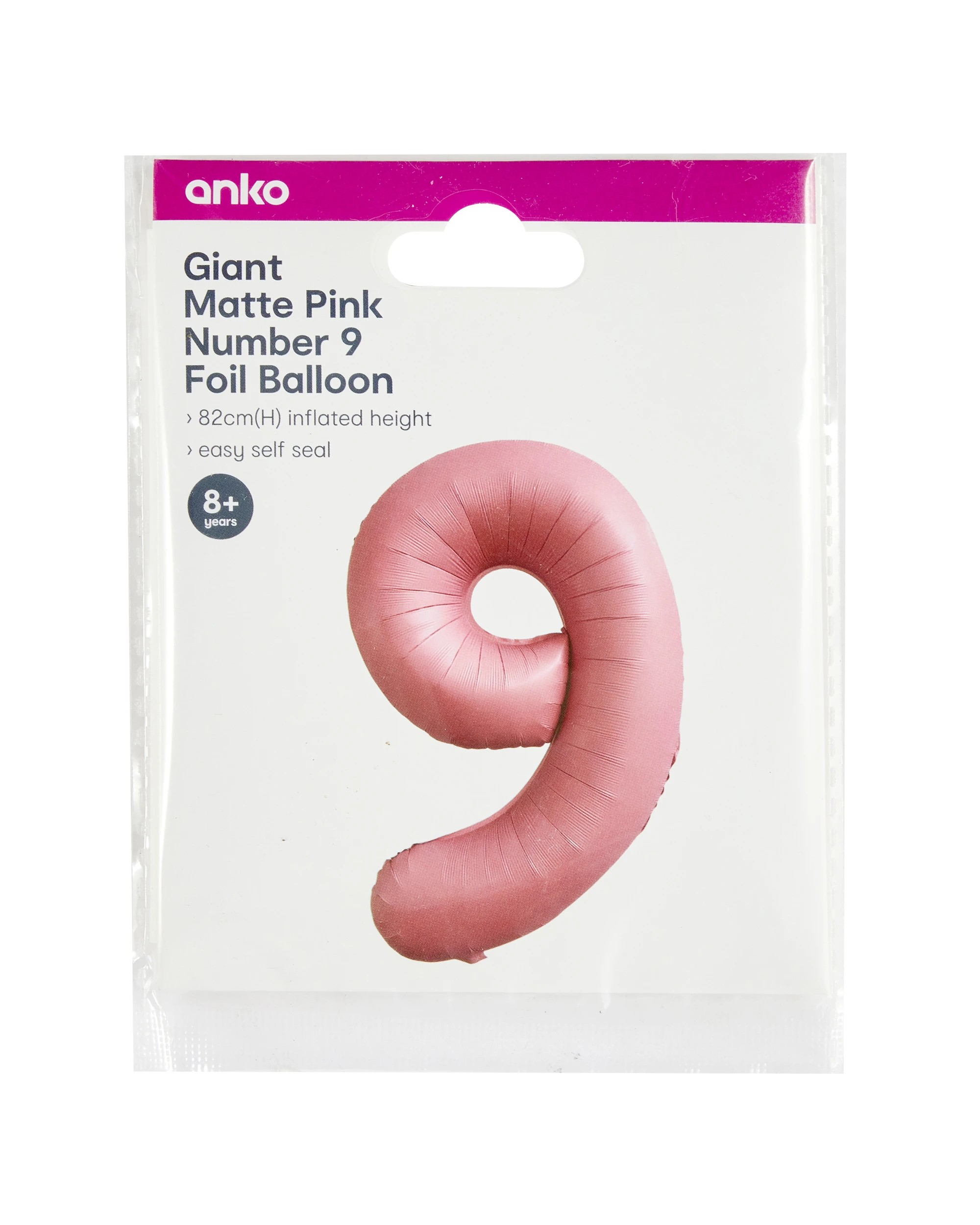 5 Giant Matte Pink Number 9 Foil Balloon, 5 of 5