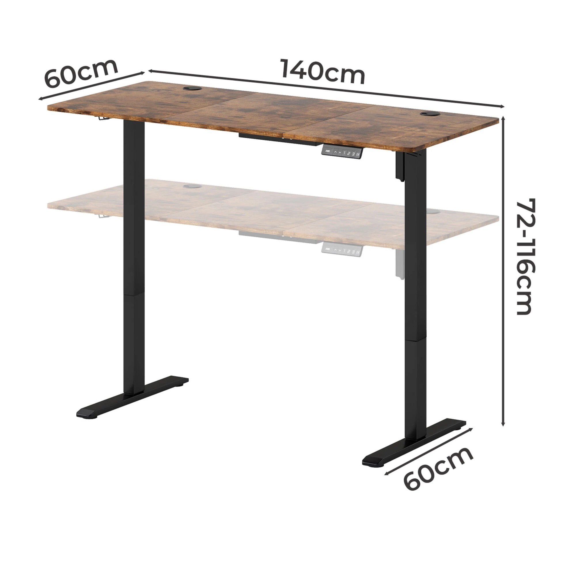 3 Levede Electric Standing Desk 140cm Oak, 3 of 9