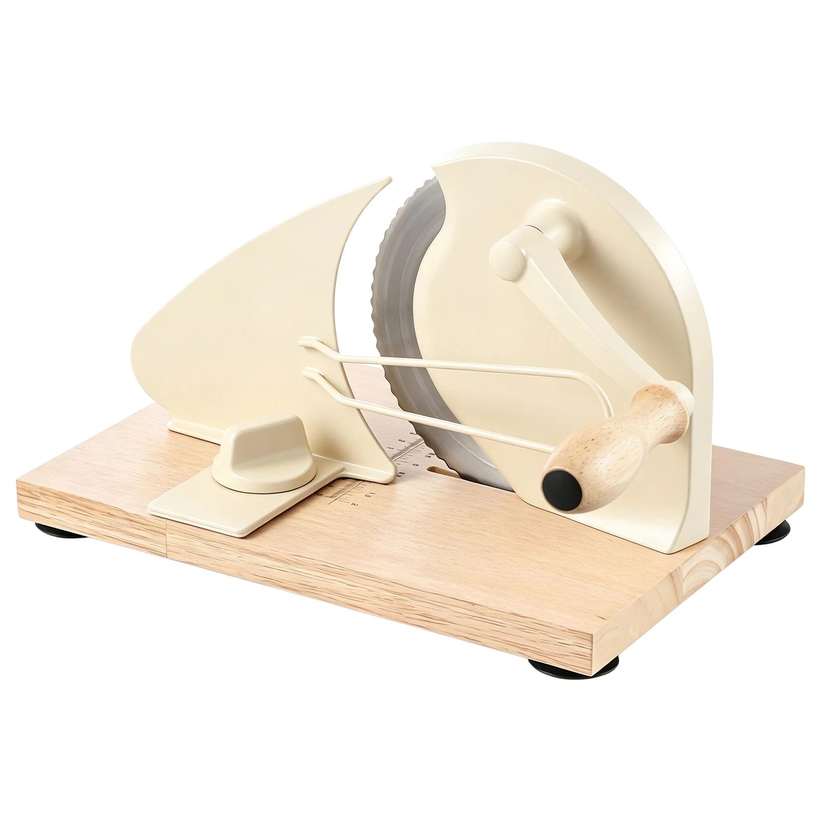 5 Ausway Manual Bread Slicer Hand Crank Sourdough Cutter with Adjustable Thickness, Scale Line & Wood Base, 5 of 6