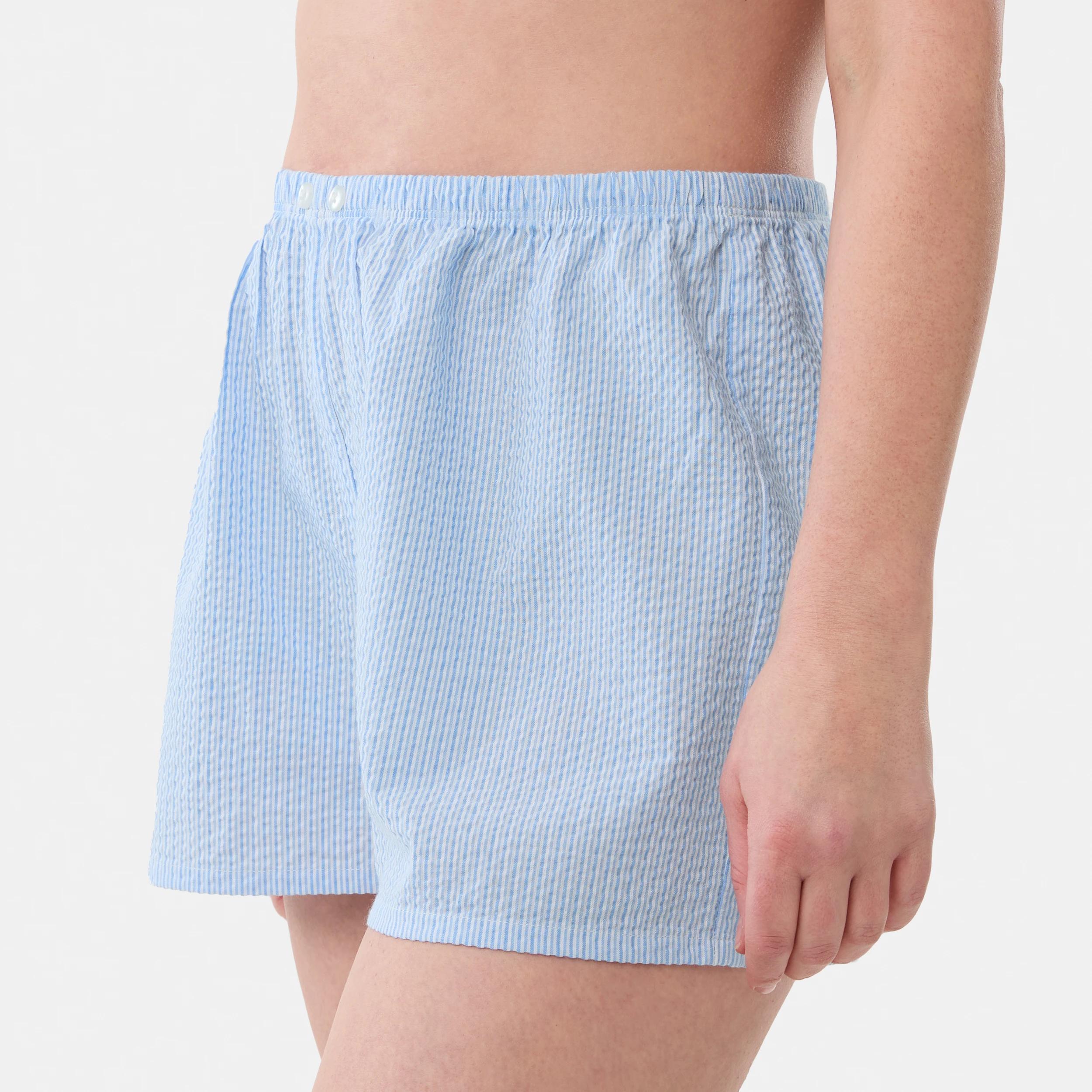 2 Cotton Seersucker Shorts Stripe Scenic Blue, 2 of 5