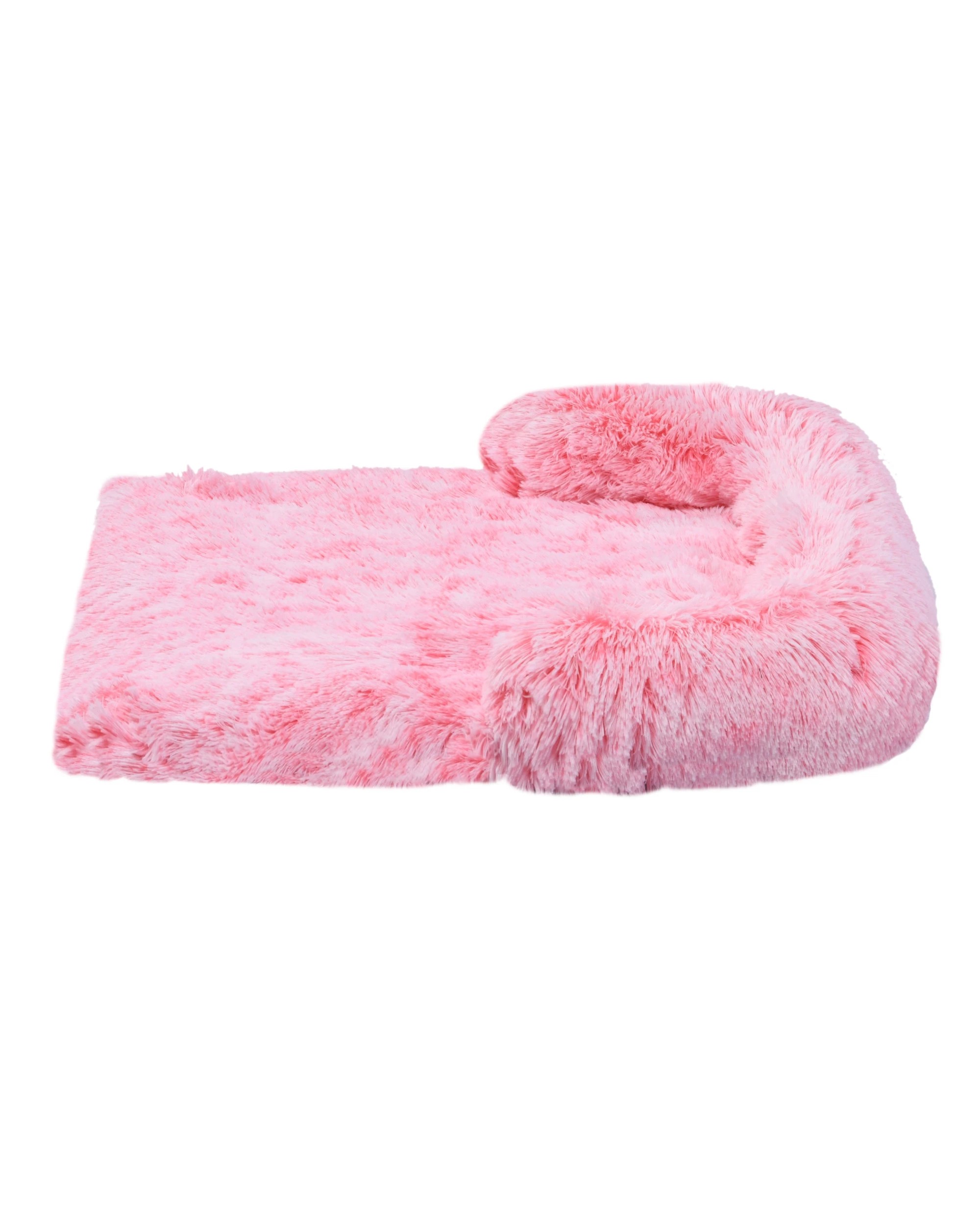 5 Charlie's Shaggy Faux Fur Bolster Sofa Protector Calming Dog Bed Large - Ombre Pink, 5 of 8