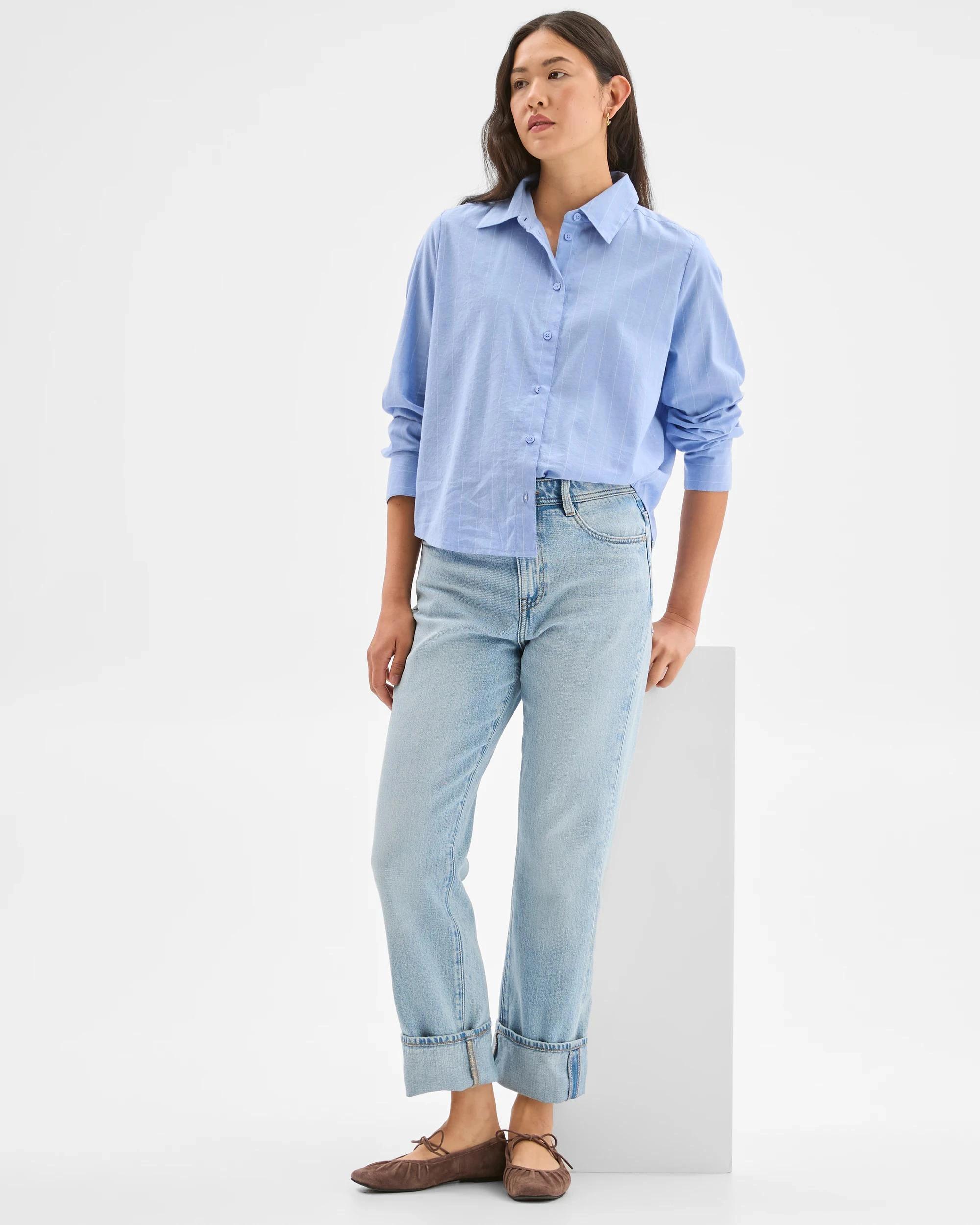 1 Target Denim Straight Leg 90's Turn Up Denim Jeans LIGHT VINTAGE WORN, 1 of 7