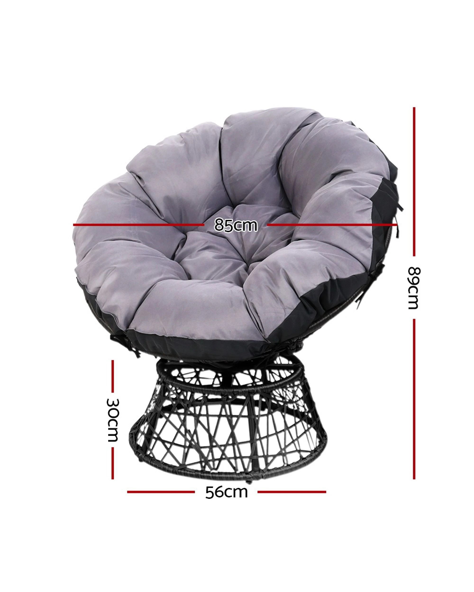 2 Gardeon Outdoor Lounge Setting Furniture Wicker Papasan Chairs Table Patio - Black, 2 of 6