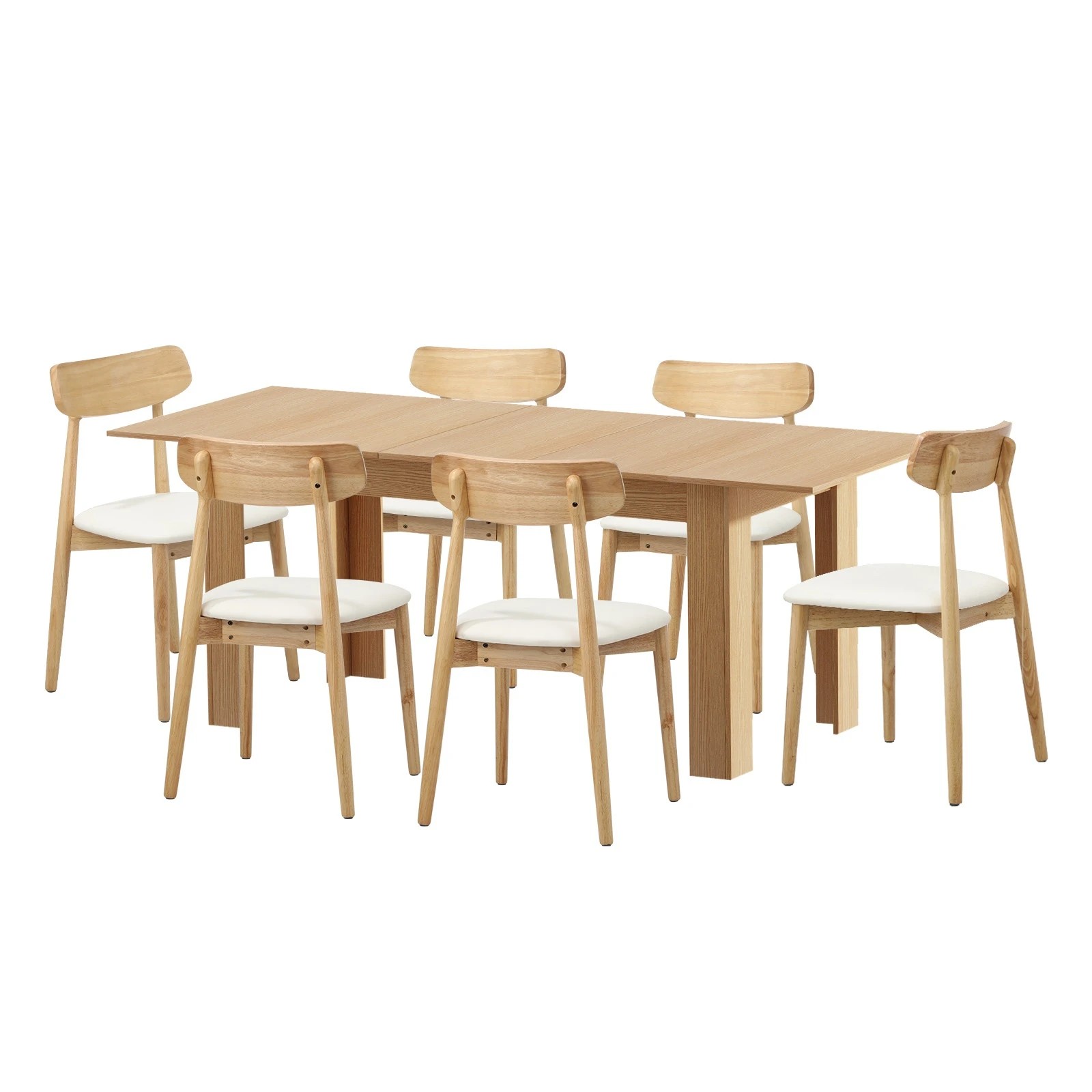 1 Oikiture 200cm Extendable Dining Table With 6x Dining Chairs Pu Leather
 - Multi, 1 of 10
