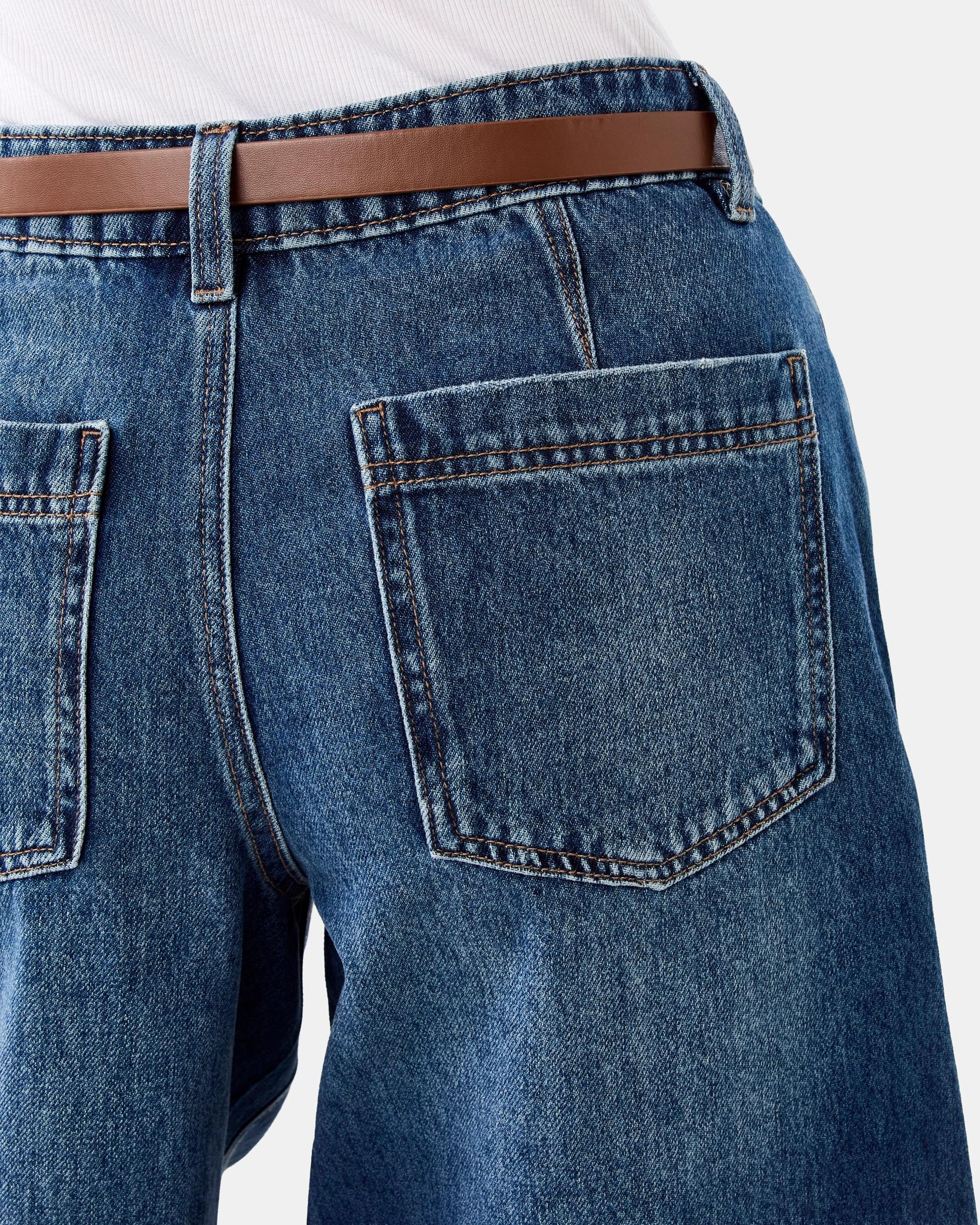 6 Belted Denim Jorts Mid Denim, 6 of 7