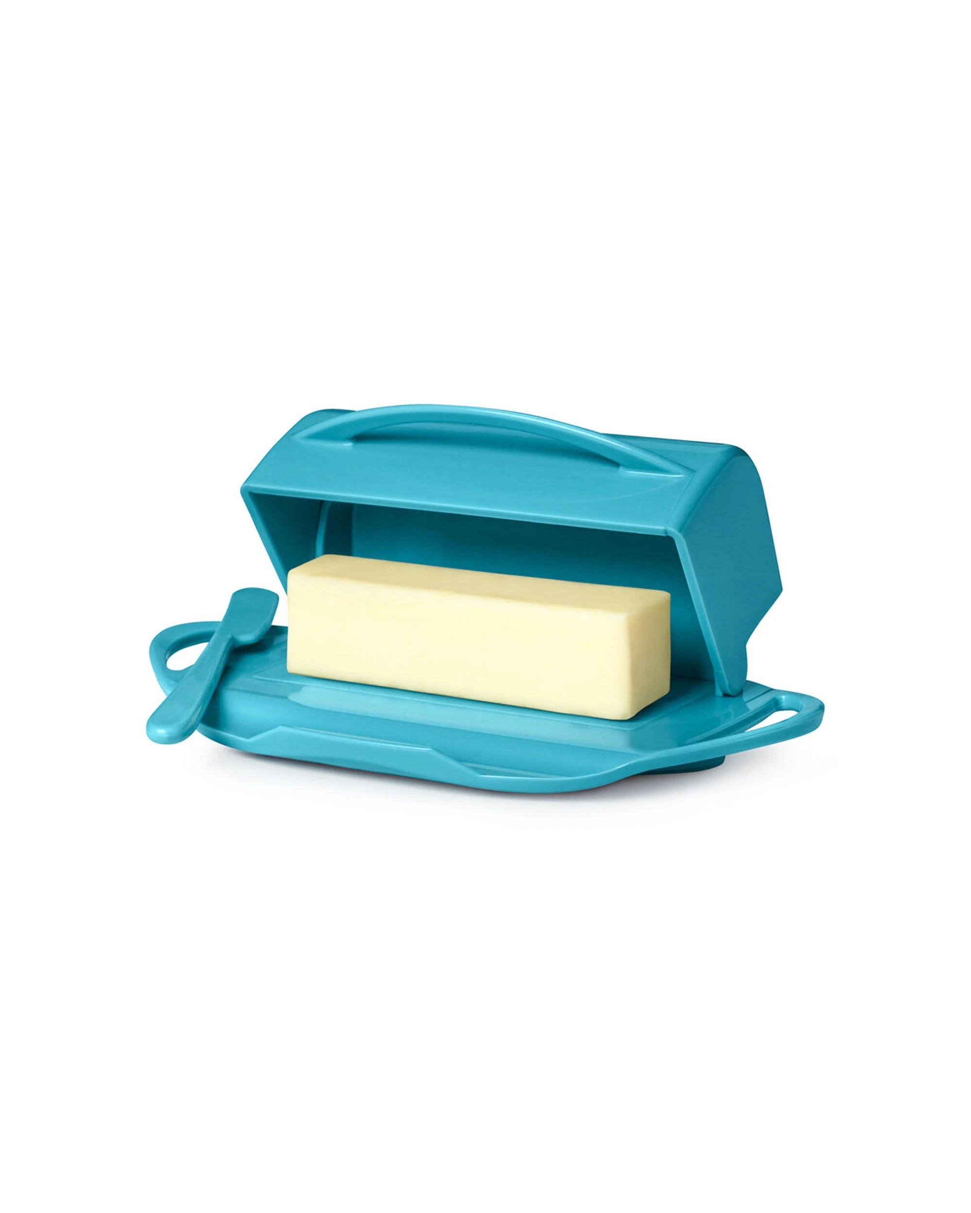 2 Butterie 2PK Plastic Flip Top Lid Butter Dish with Spreader 22.9x14cm, 2 of 8