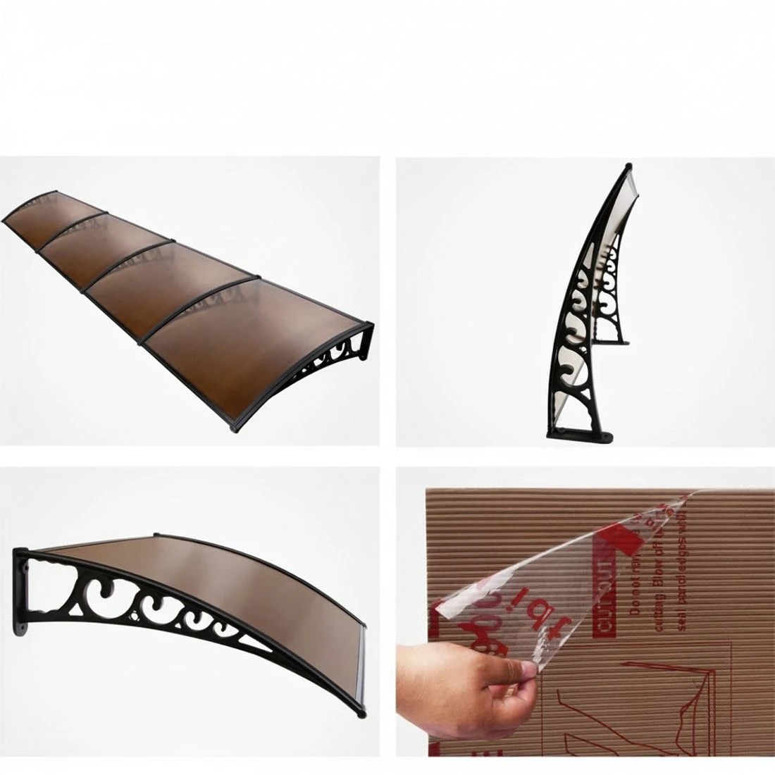 6 Instahut Window Door Awning 1mx4m - Brown, 6 of 7