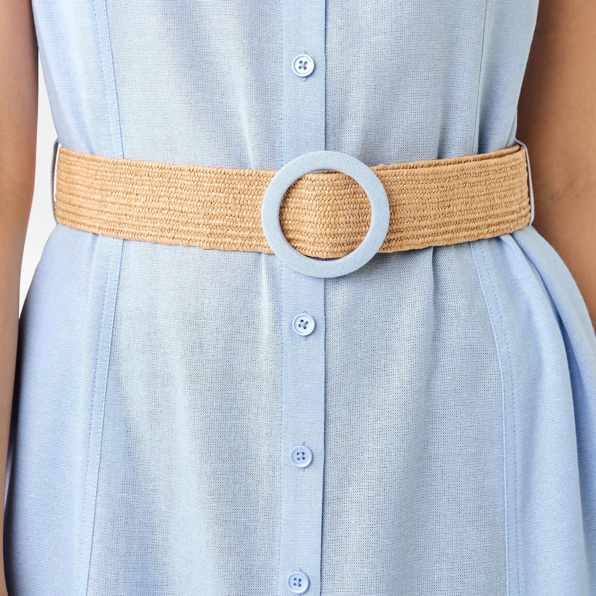 7 Sleeveless Collared Linen Blend Midi Dress Bruni Blue, 7 of 8