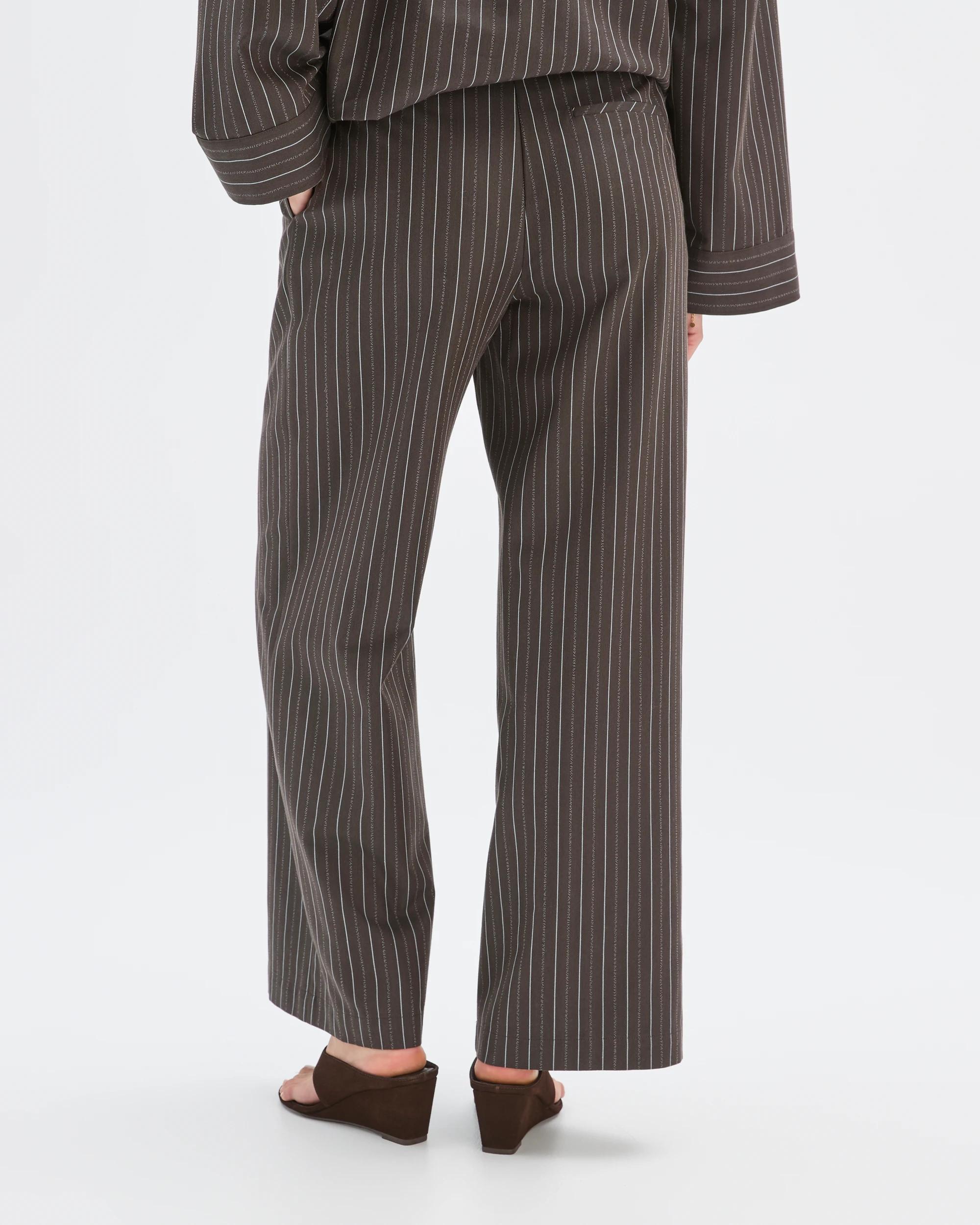 7 Preview Belt Detail Wide Leg Pants BITTER CHOCOLATE STRIPE, 7 of 7
