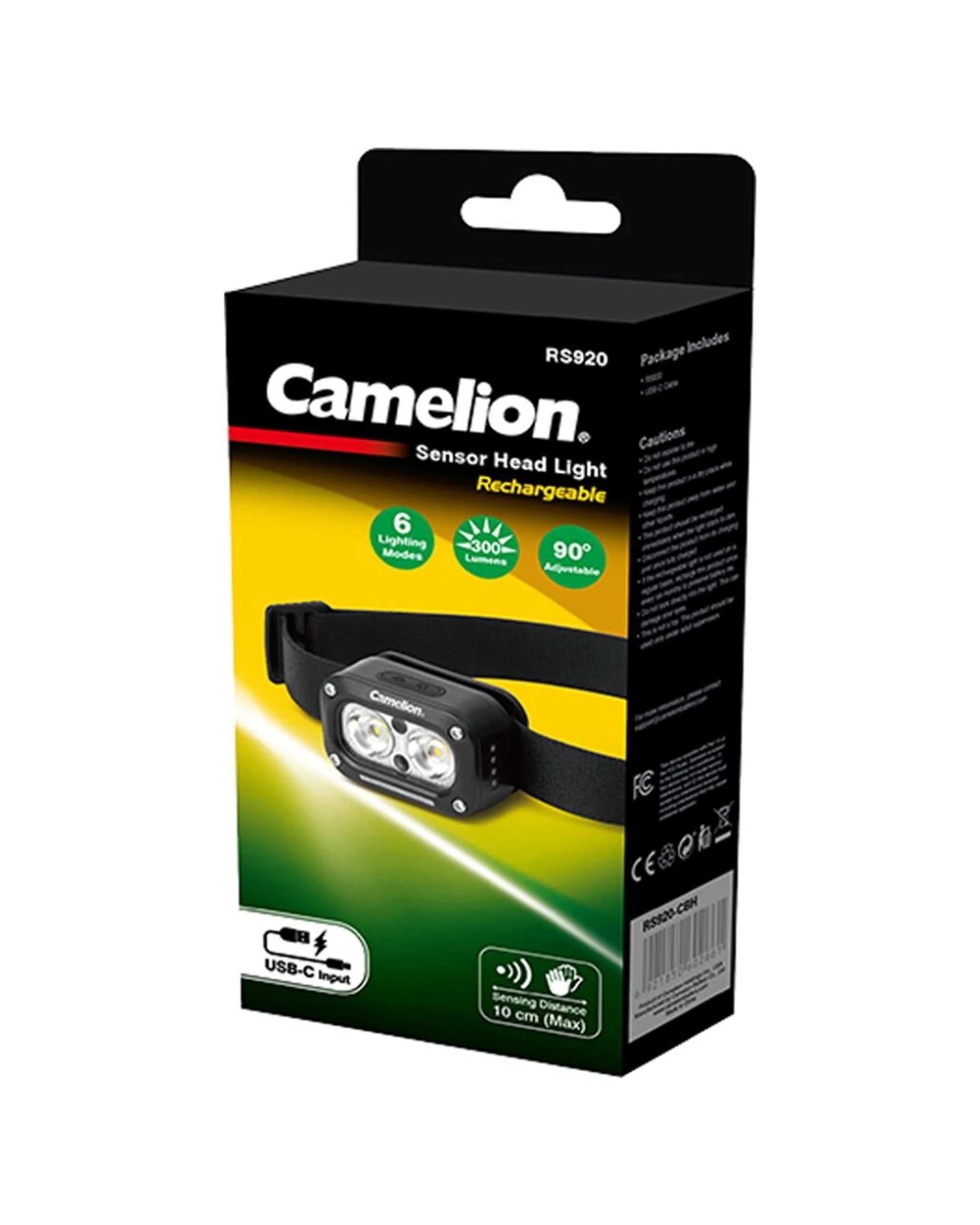 2 Camelion Rechargeable Dual Sensor Headlight USB C - Black, 2 of 2