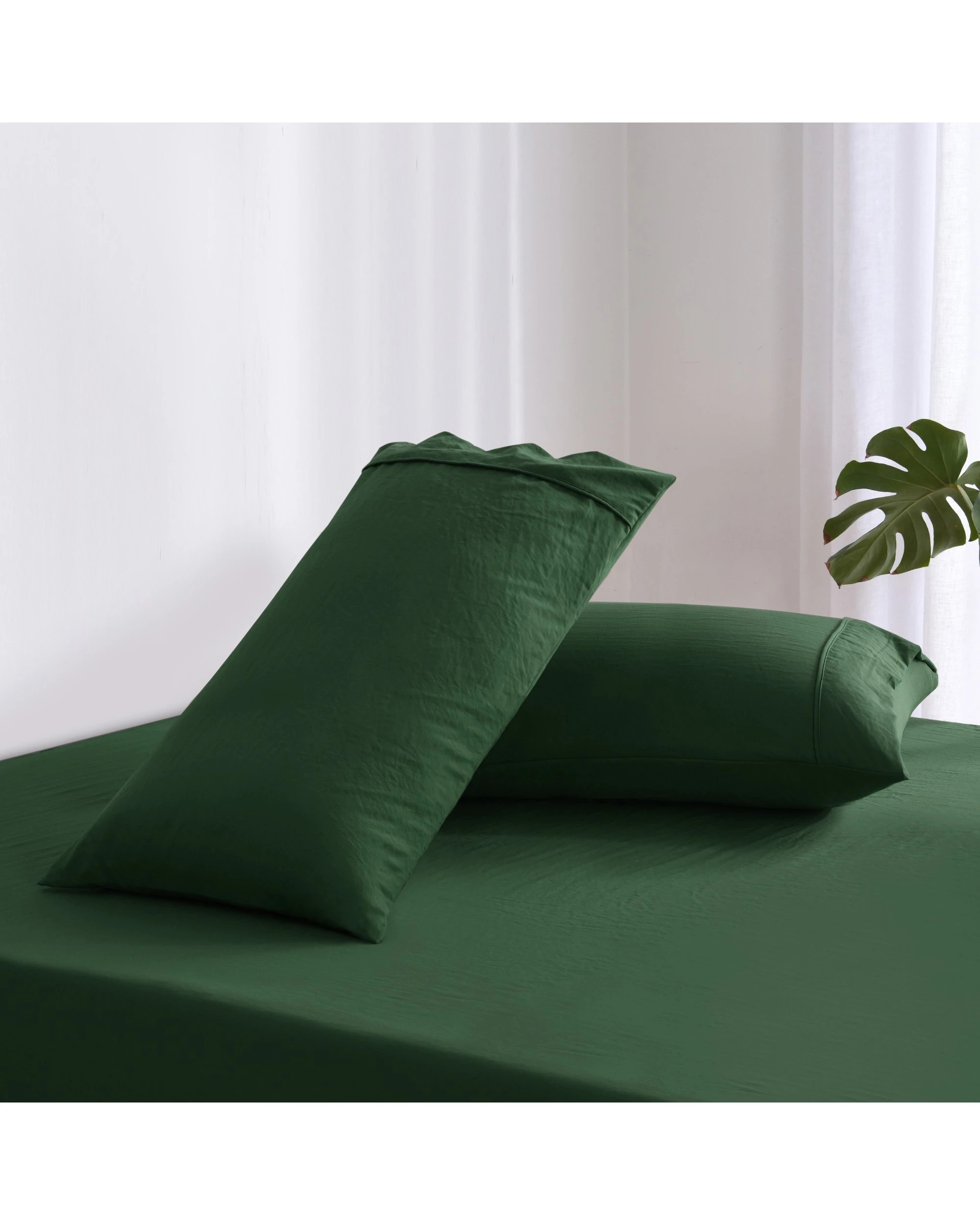 2 Dreamaker Superfine Washed Microfibre King Pillowcase Twin Pack - Hunter Green, 2 of 6