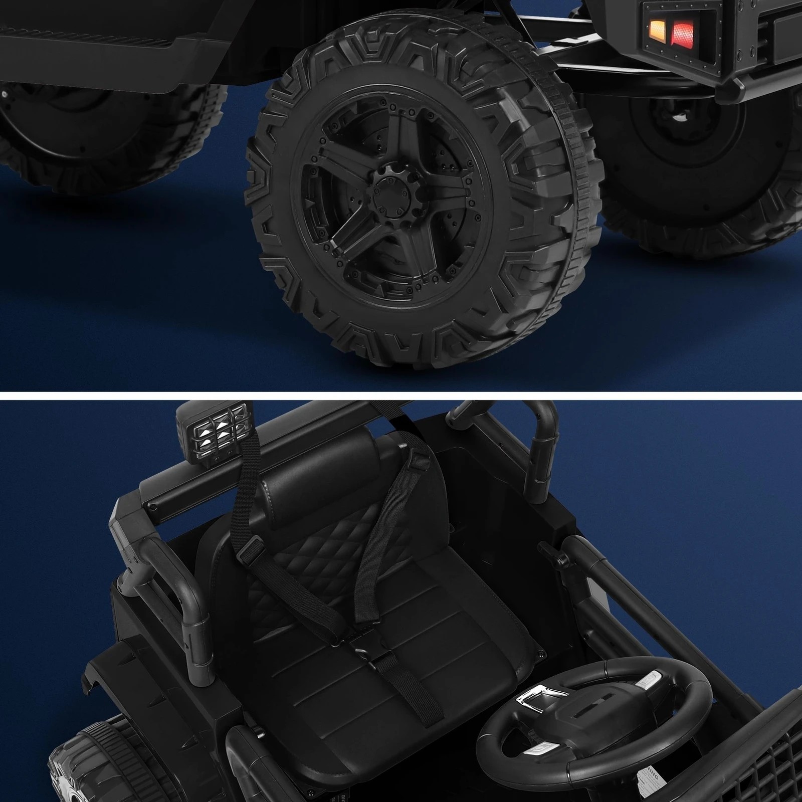 10 Alfordson Kids Ride On Car Toy Jeep Electric 12V 70W Motors R/C LED Lights - Black, 10 of 10