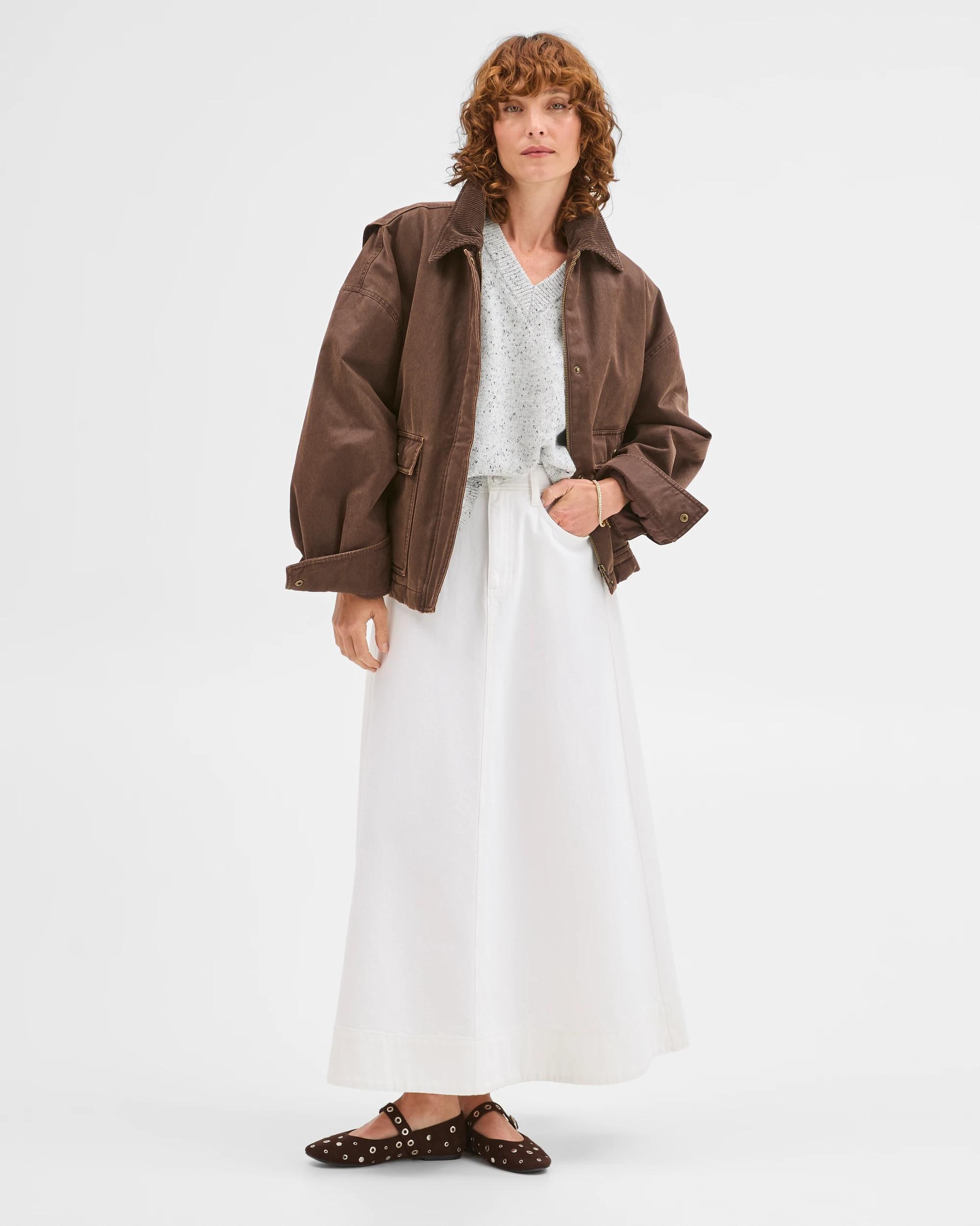 3 Target Denim Denim Maxi Skirt BLEACH WHITE, 3 of 7