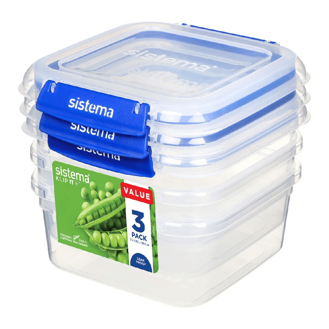1 Sistema KLIP IT PLUS Square Lunch 1.15L 3 Pack, 1 of 2