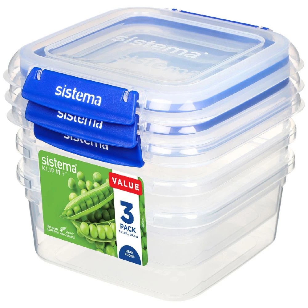 1 Sistema KLIP IT PLUS Square Lunch 1.15L 3 Pack, 1 of 2