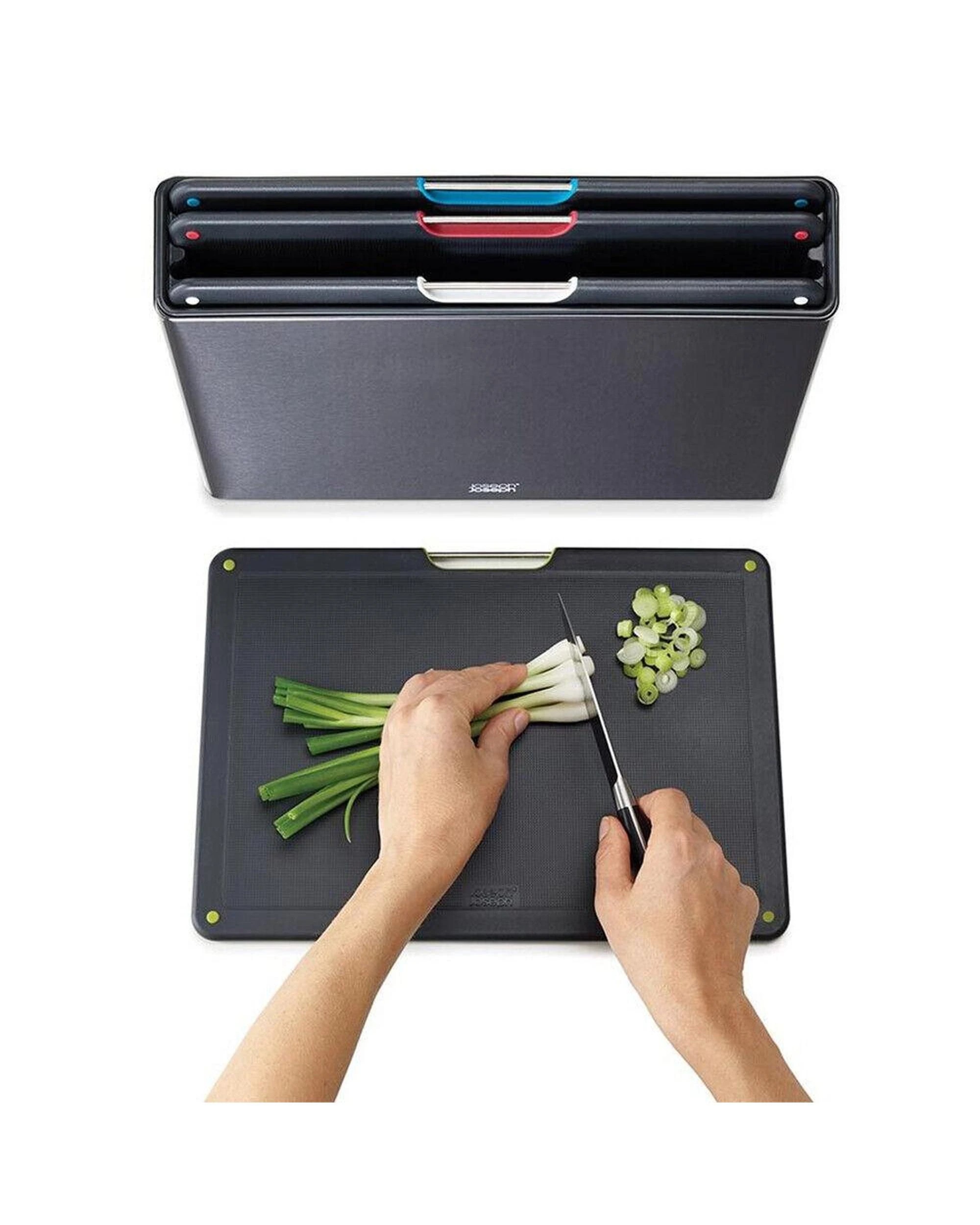 7 Joseph Joseph Folio 4 Piece Steel Chopping Board Set Carbon Black 60171, 7 of 9