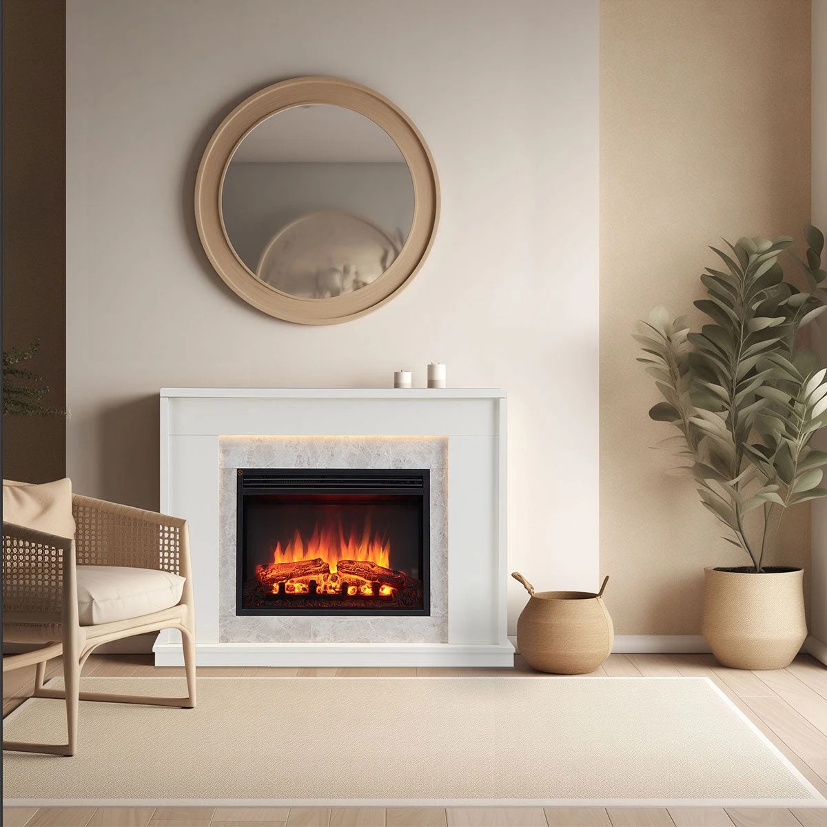 5 Moda Living Jade Electric Fireplace Heater White Mantel Suite - White, 5 of 5