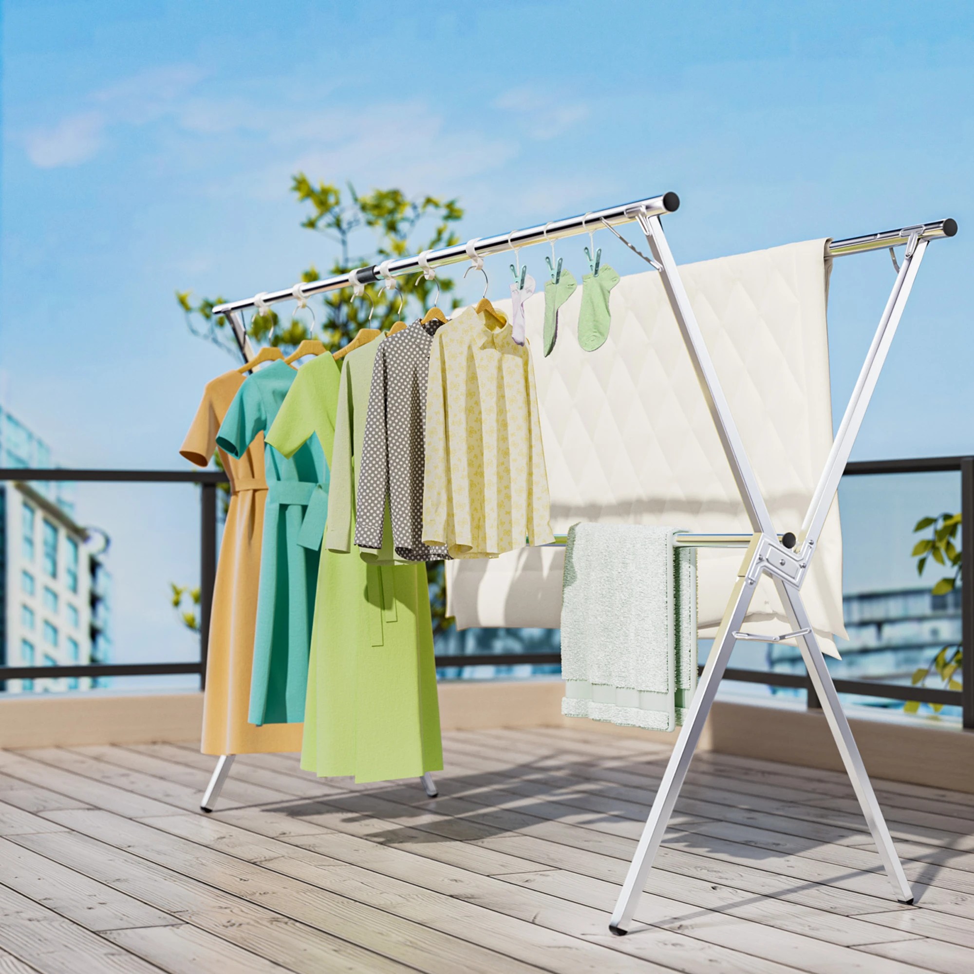 7 Levede 2M Extendable Foldable Clothes Airer Drying Rack, 7 of 9
