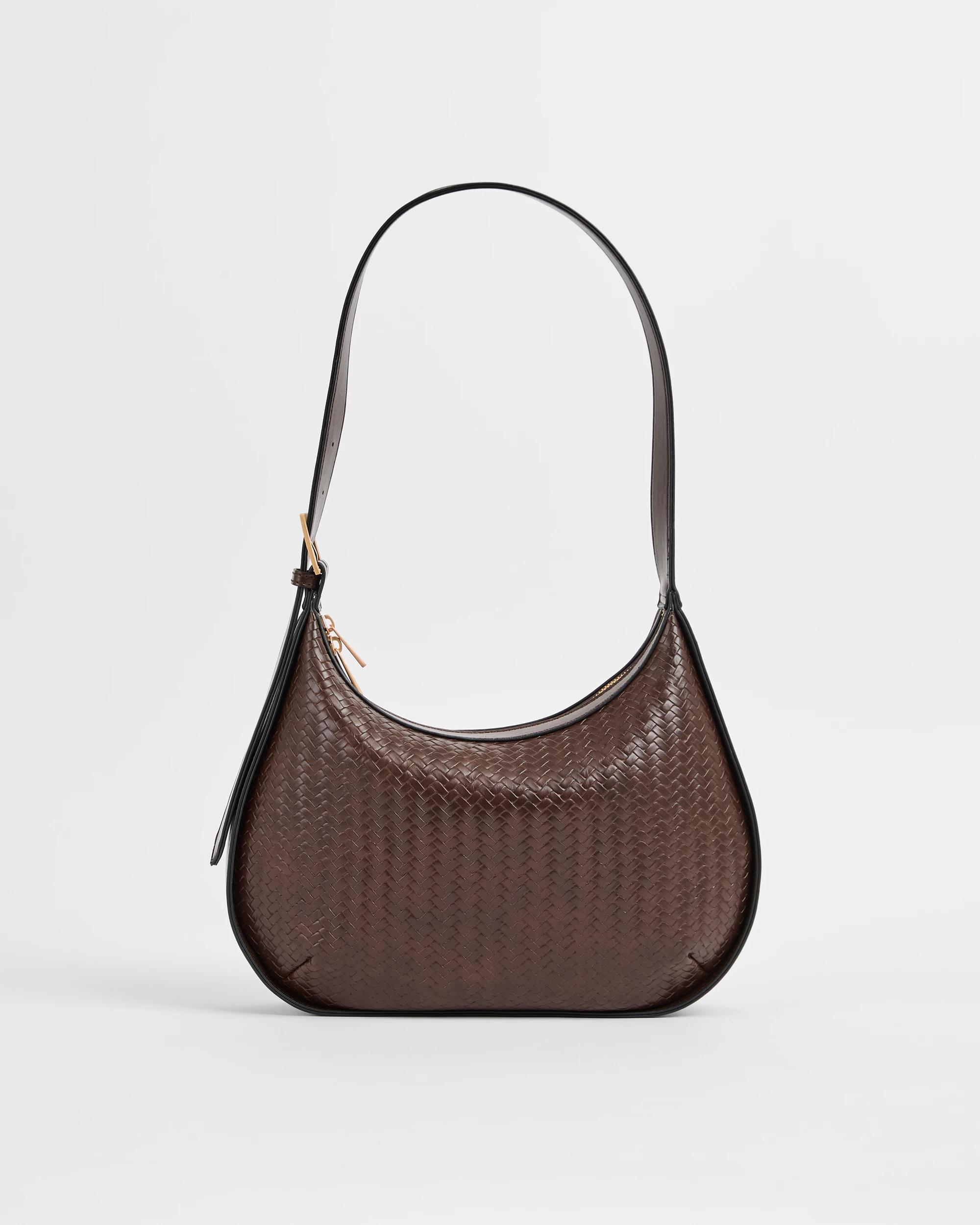 1 Target Woman Embossed Weave Shoulder Bag CHOCOLATE, 1 of 2