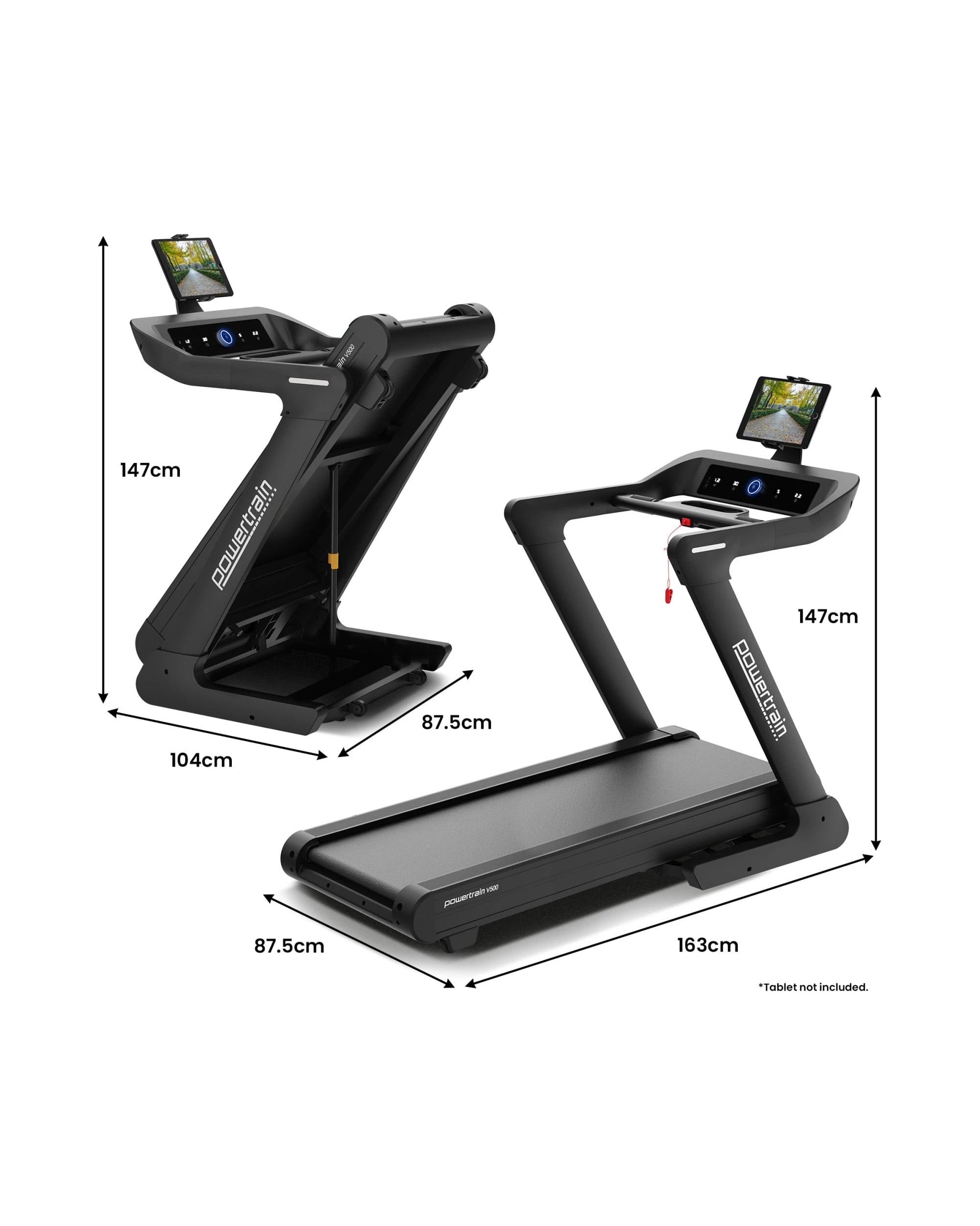 7 Powertrain V500 3HP Foldable Treadmill with Automatic Incline and Bluetooth Cardio Exercise, 7 of 10