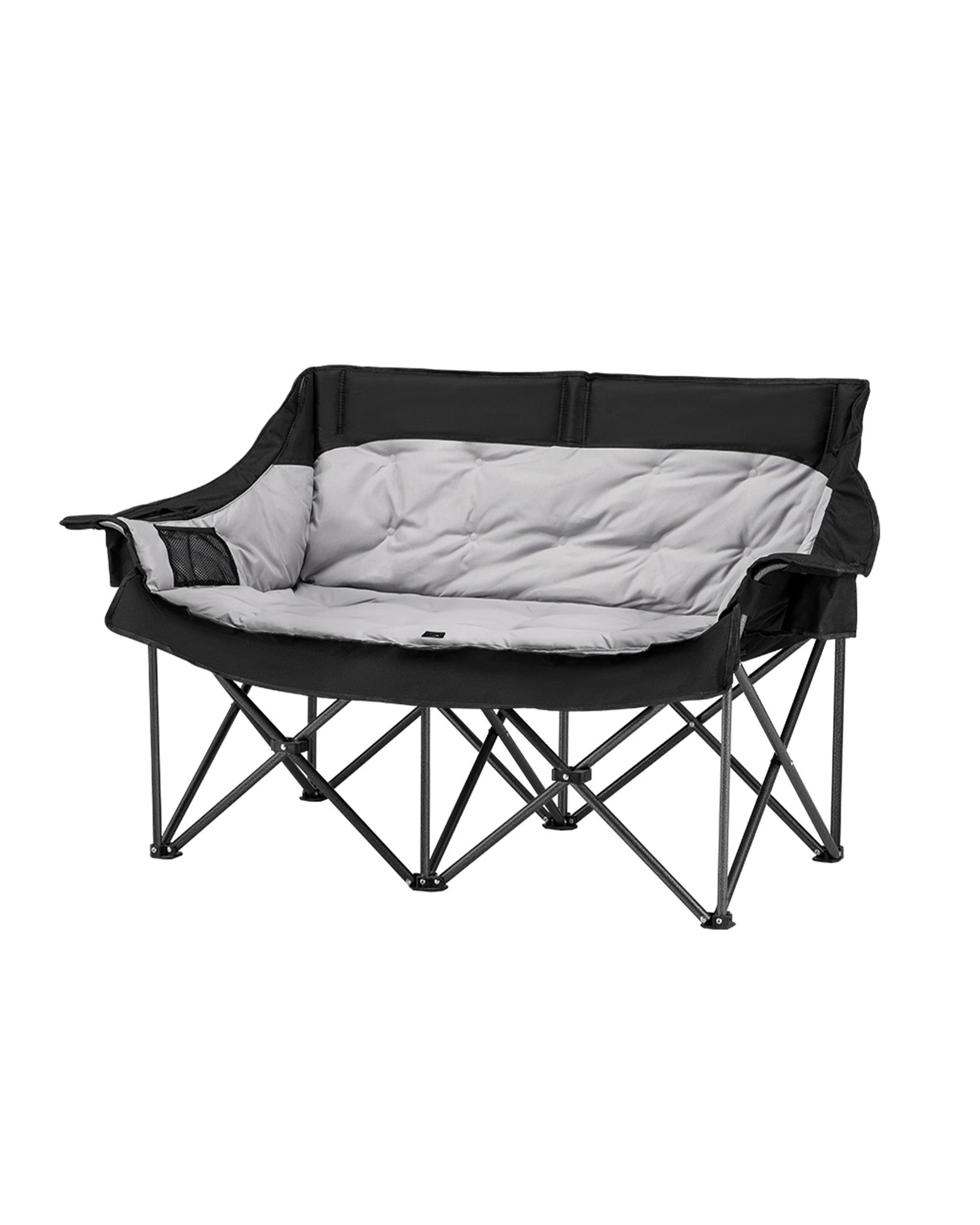 1 San Hima Folding Double Camping Chair 295KG Padded W/ Cup Holders & Pocket Black, 1 of 9