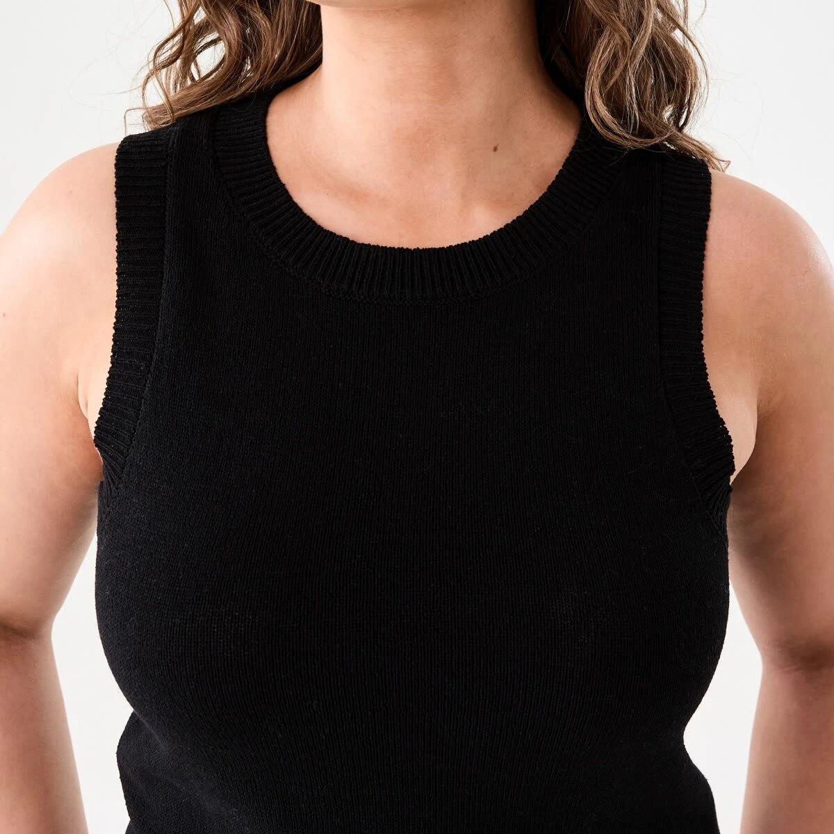5 Sleeveless Cotton Blend Knit Top BLACK, 5 of 5