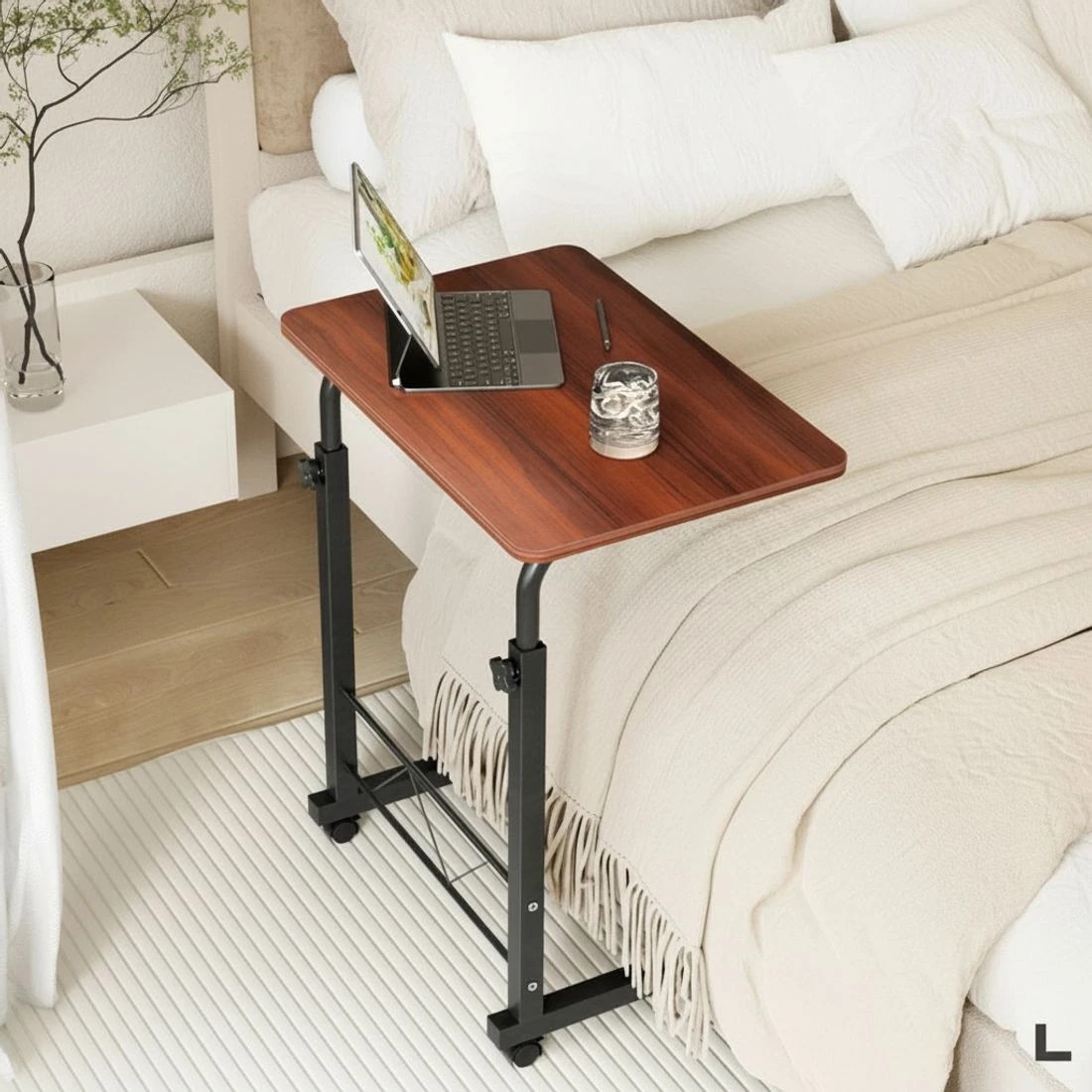 5 Artiss Laptop Desk Table Adjustable 60CM Dark Wood - Brown, 5 of 9