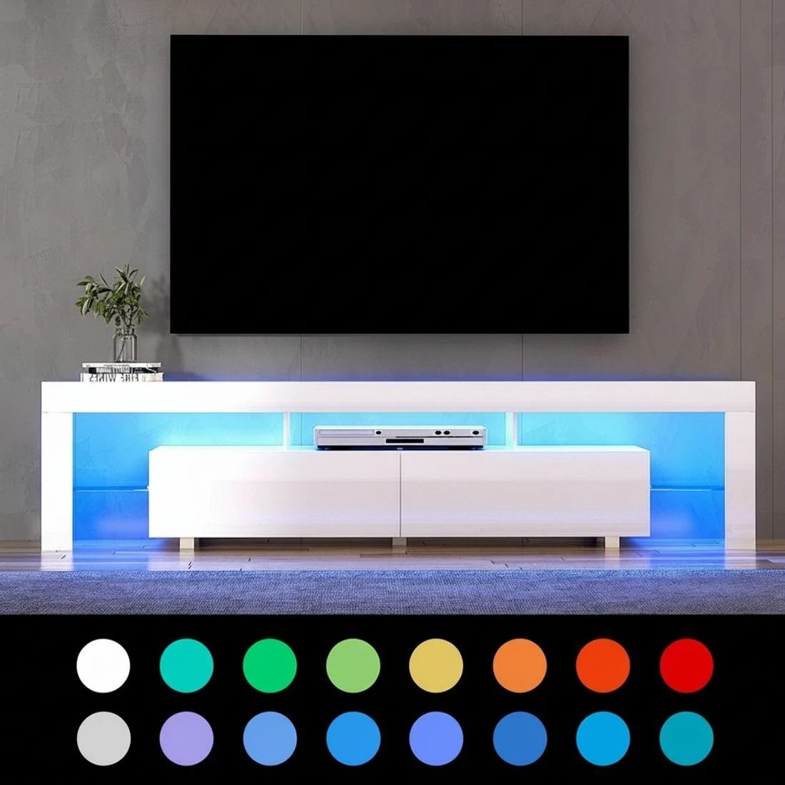 6 Artiss TV Cabinet Entertainment Unit Stand RGB LED 200cm - White, 6 of 8