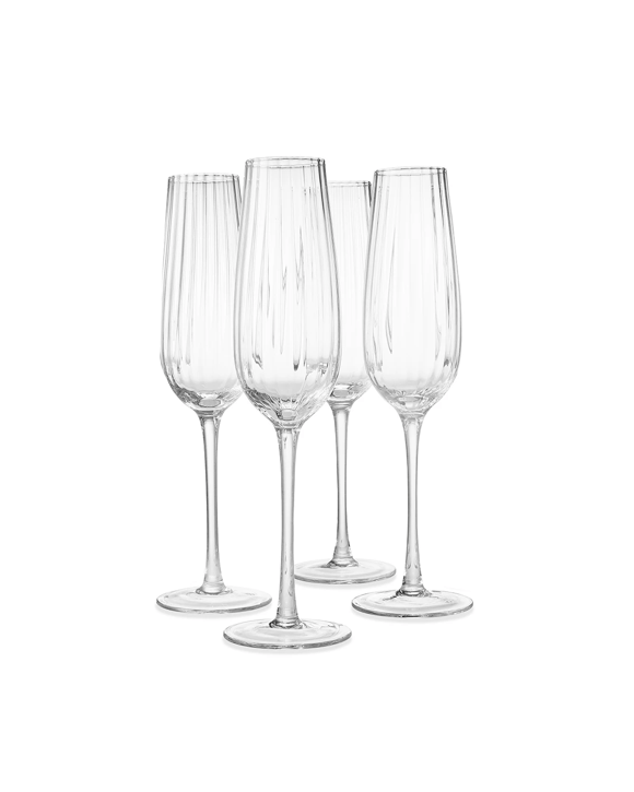 4 Ripple Flute Glasses