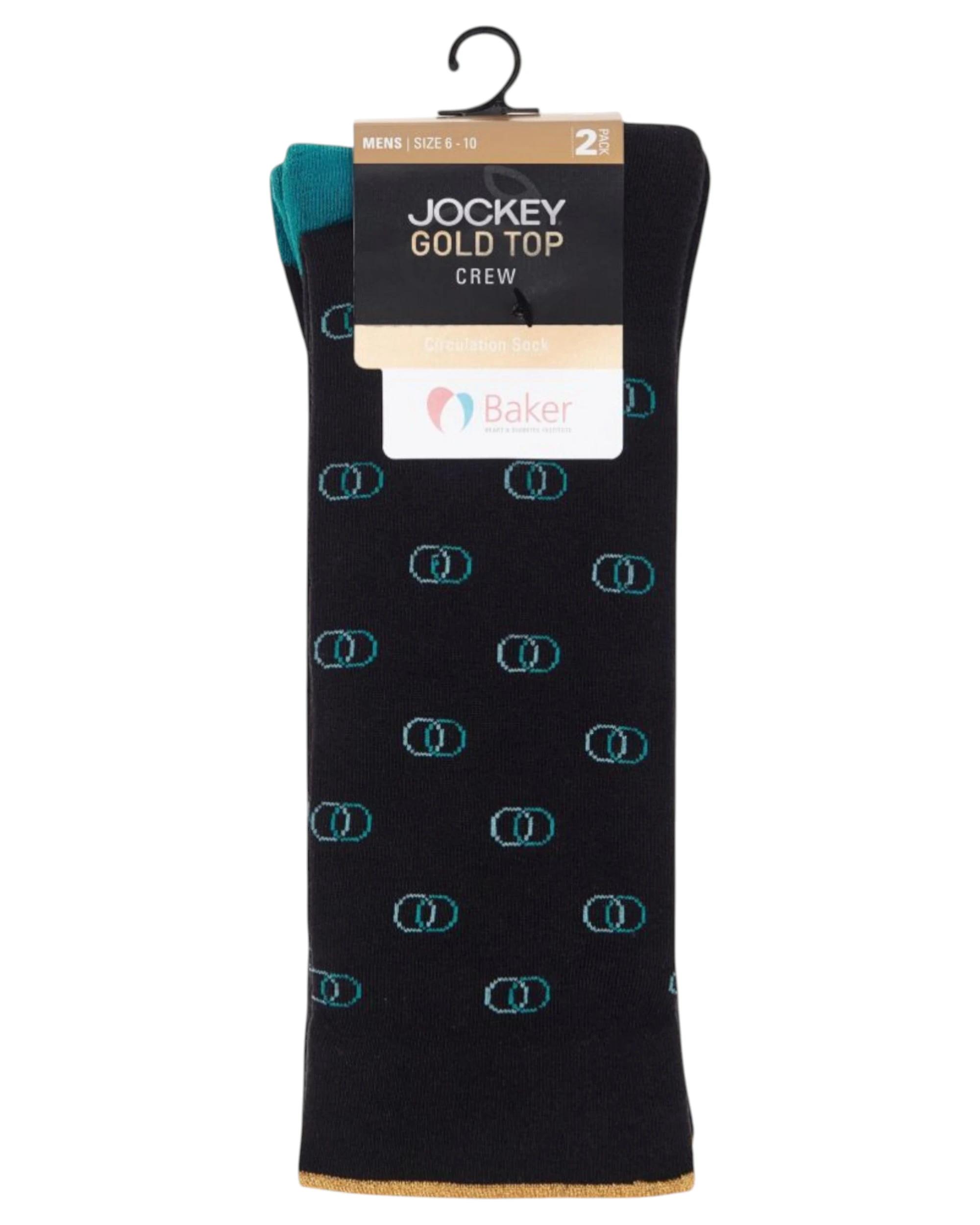 2 Jockey 2 Pairs Mens Comfort Top Cushioned Comfy Crew Black Circulation Socks BLACK, 2 of 2