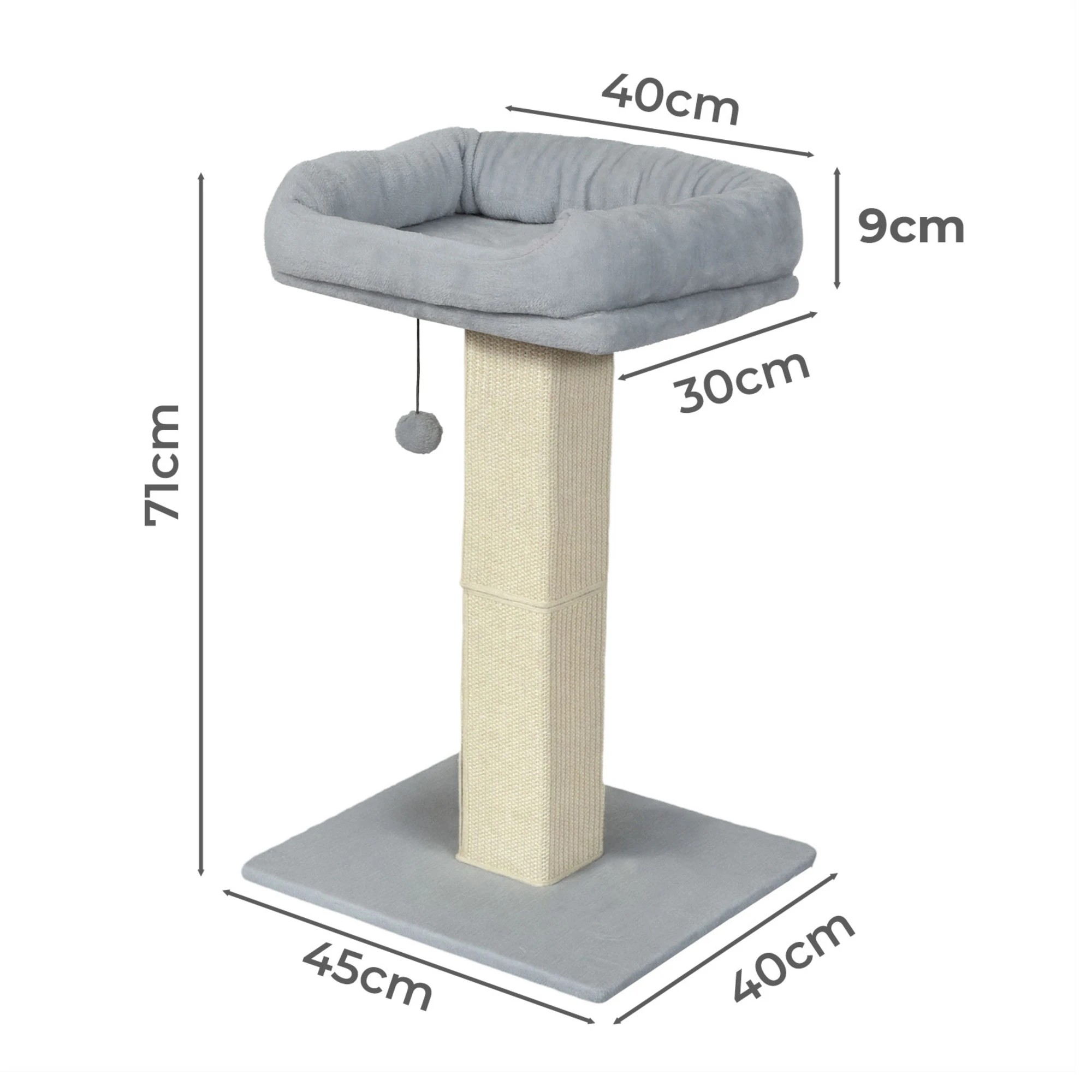 3 Pawz 2in1 Cat Scratching Post Pet Bed - Grey, 3 of 9