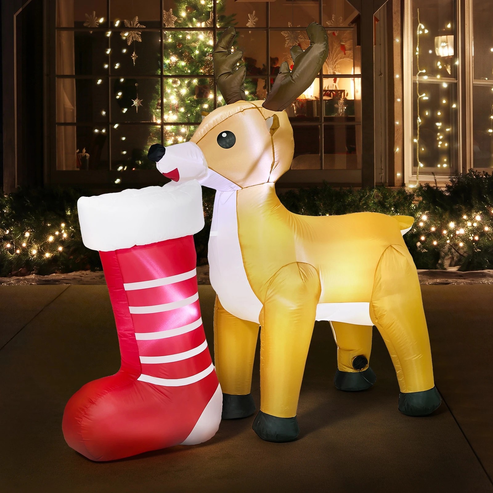 3 Tinseltown 1.8M Christmas Inflatable Reindeer LED Light Garden Decor Toy - Multi, 3 of 8